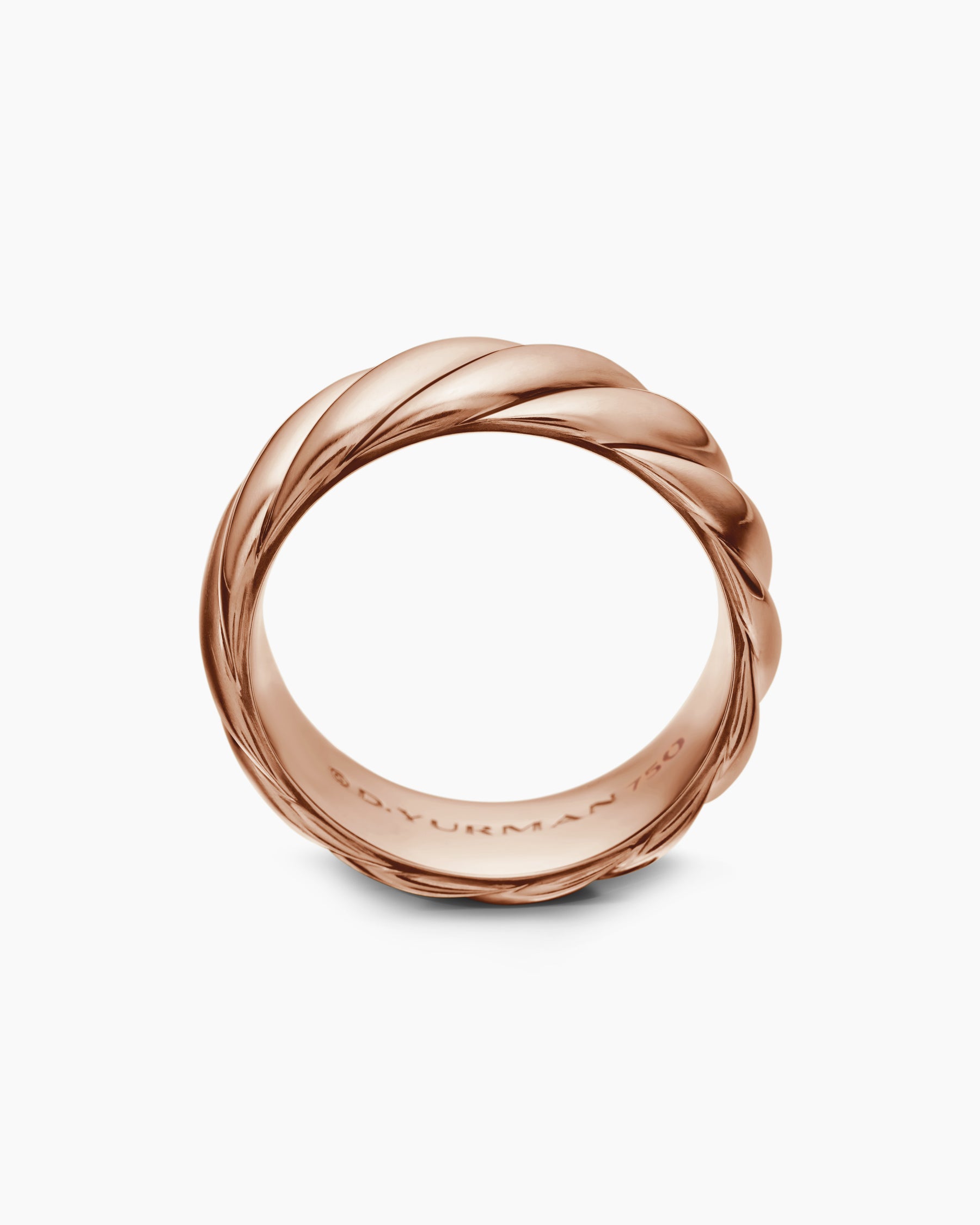 Sculpted Cable Contour Band Ring in 18K Rose Gold, 9mm - Image 5