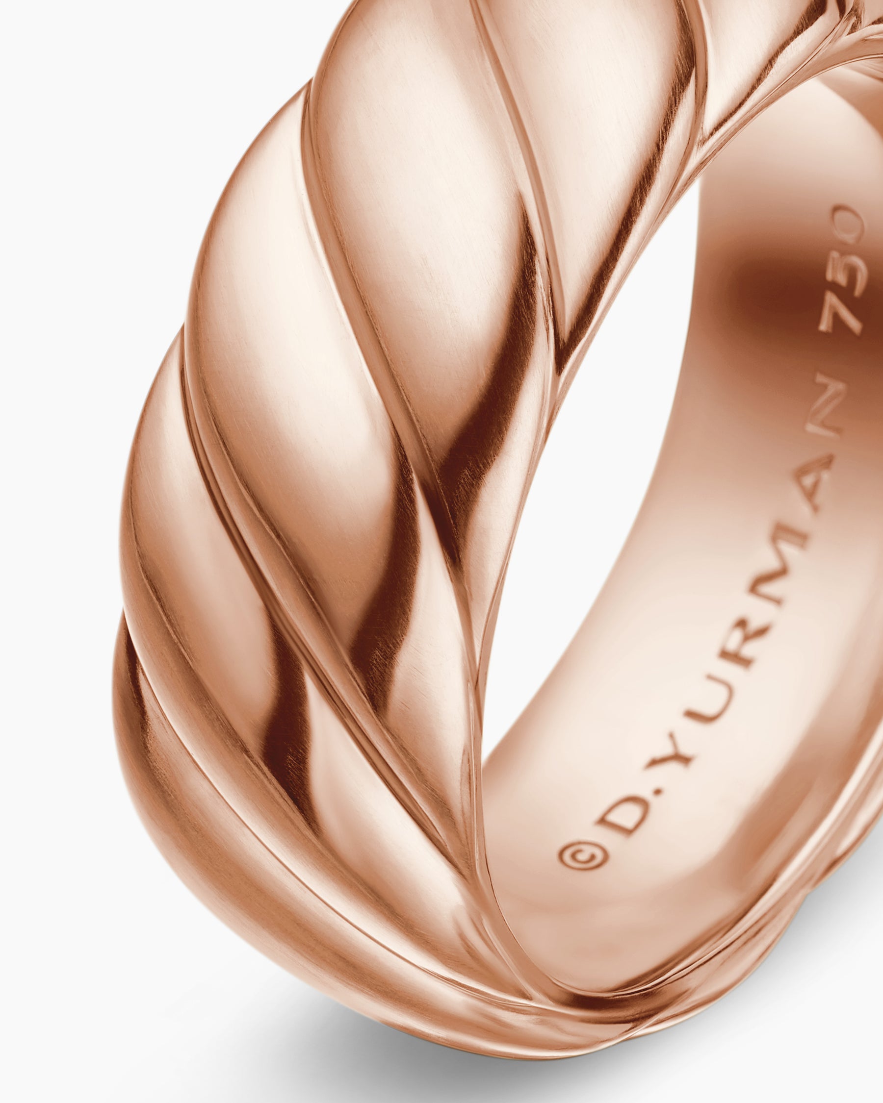 Sculpted Cable Contour Band Ring in 18K Rose Gold, 9mm - Image 6