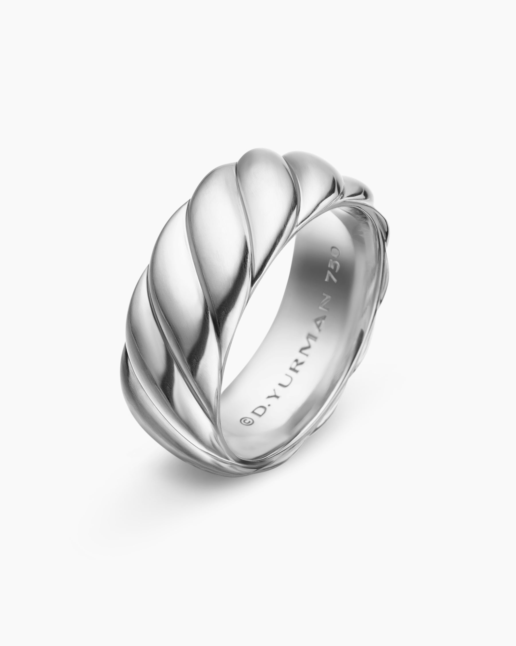Sculpted Cable Band Ring in 18K White Gold, 9mm - Image 3