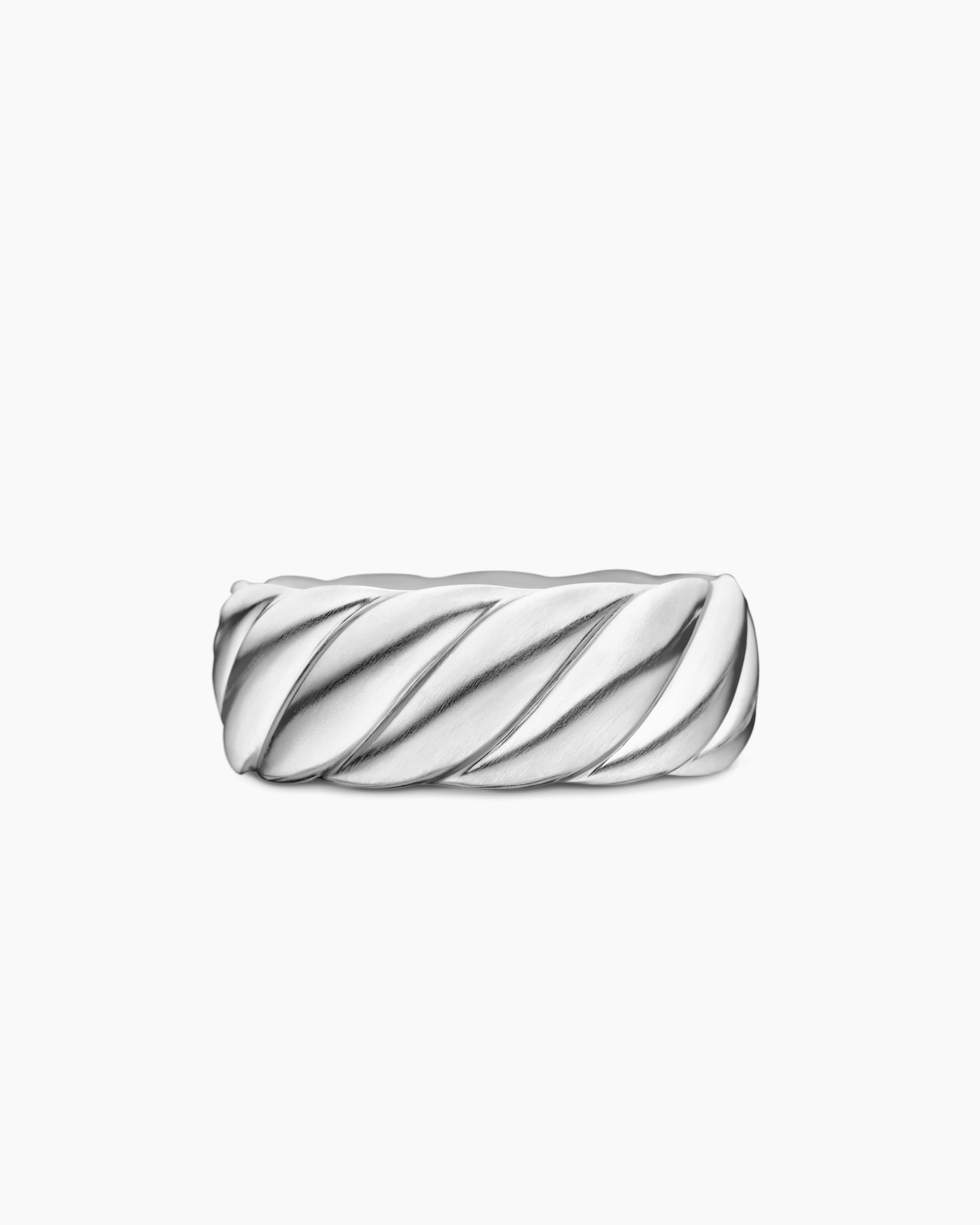 Sculpted Cable Band Ring in 18K White Gold, 9mm - Image 4