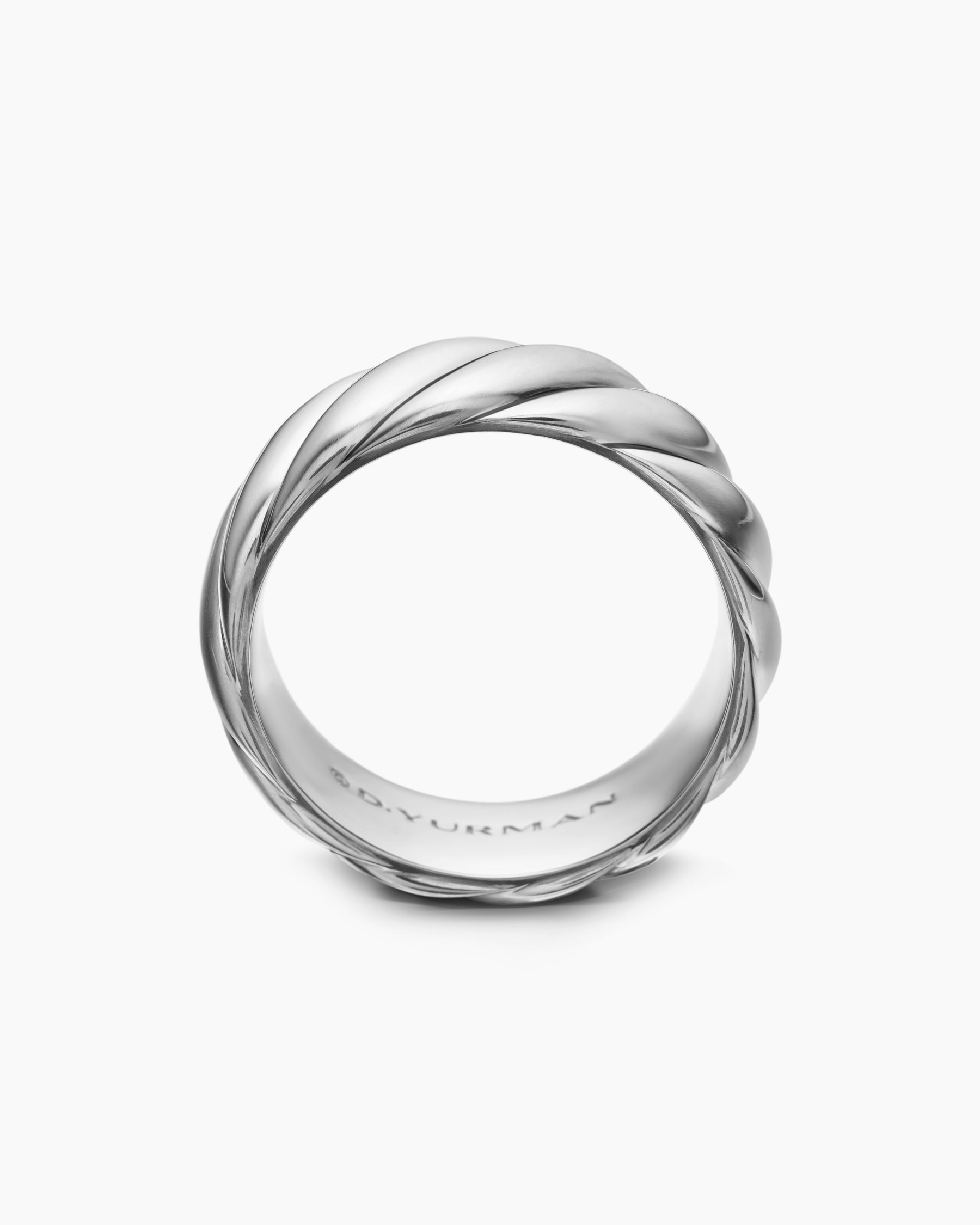 Sculpted Cable Band Ring in 18K White Gold, 9mm - Image 5