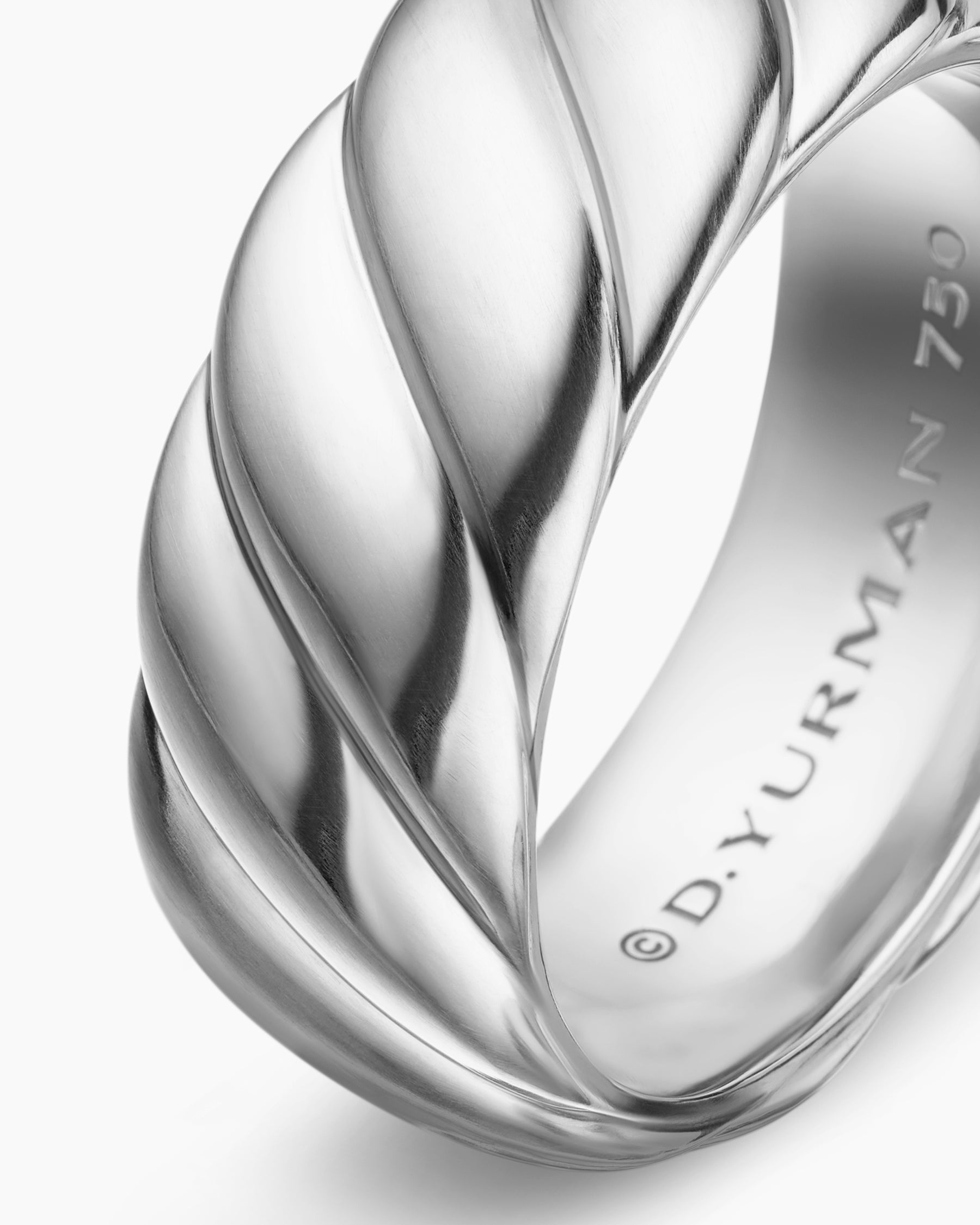 Sculpted Cable Band Ring in 18K White Gold, 9mm - Image 6