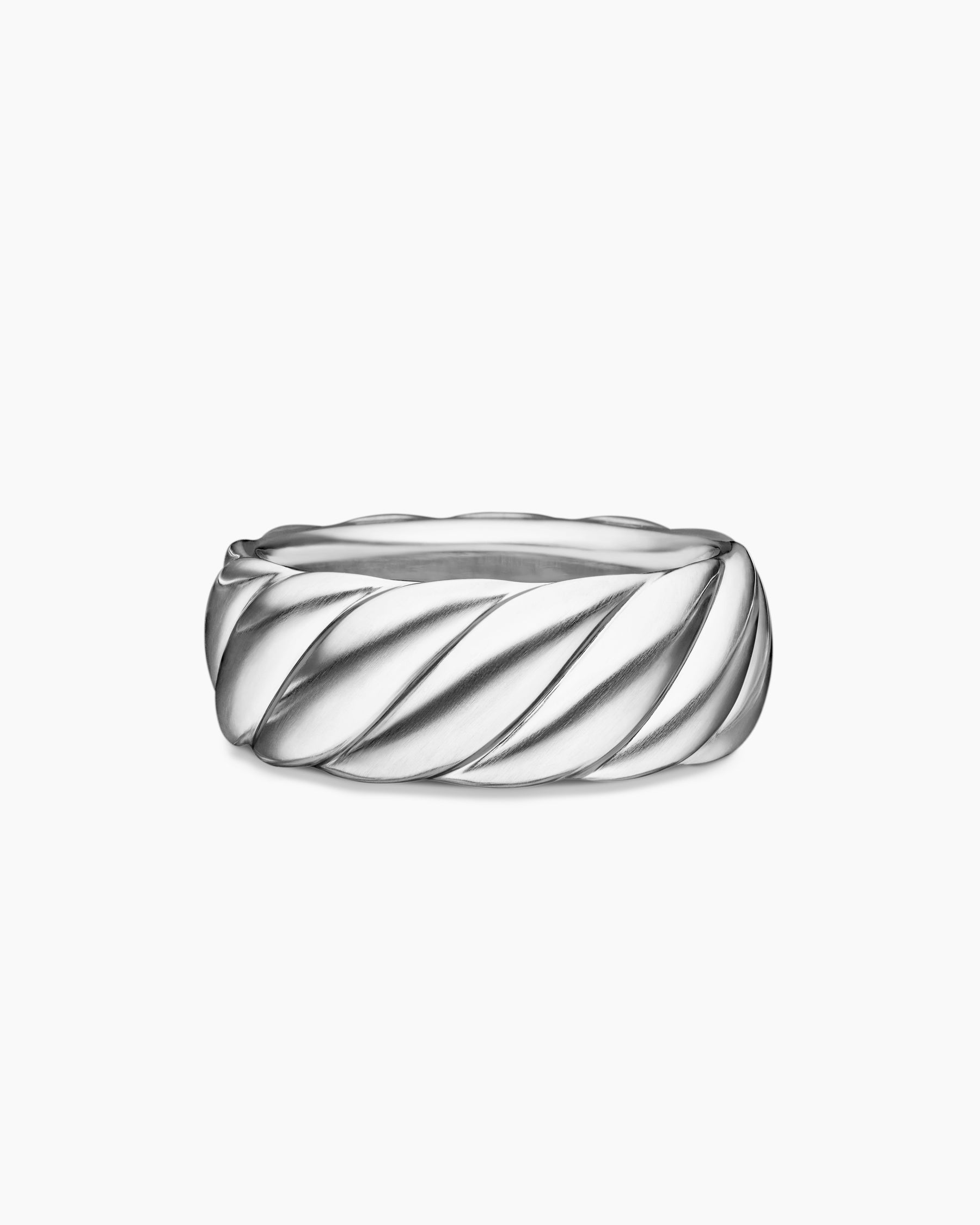 Sculpted Cable Band Ring in 18K White Gold, 9mm