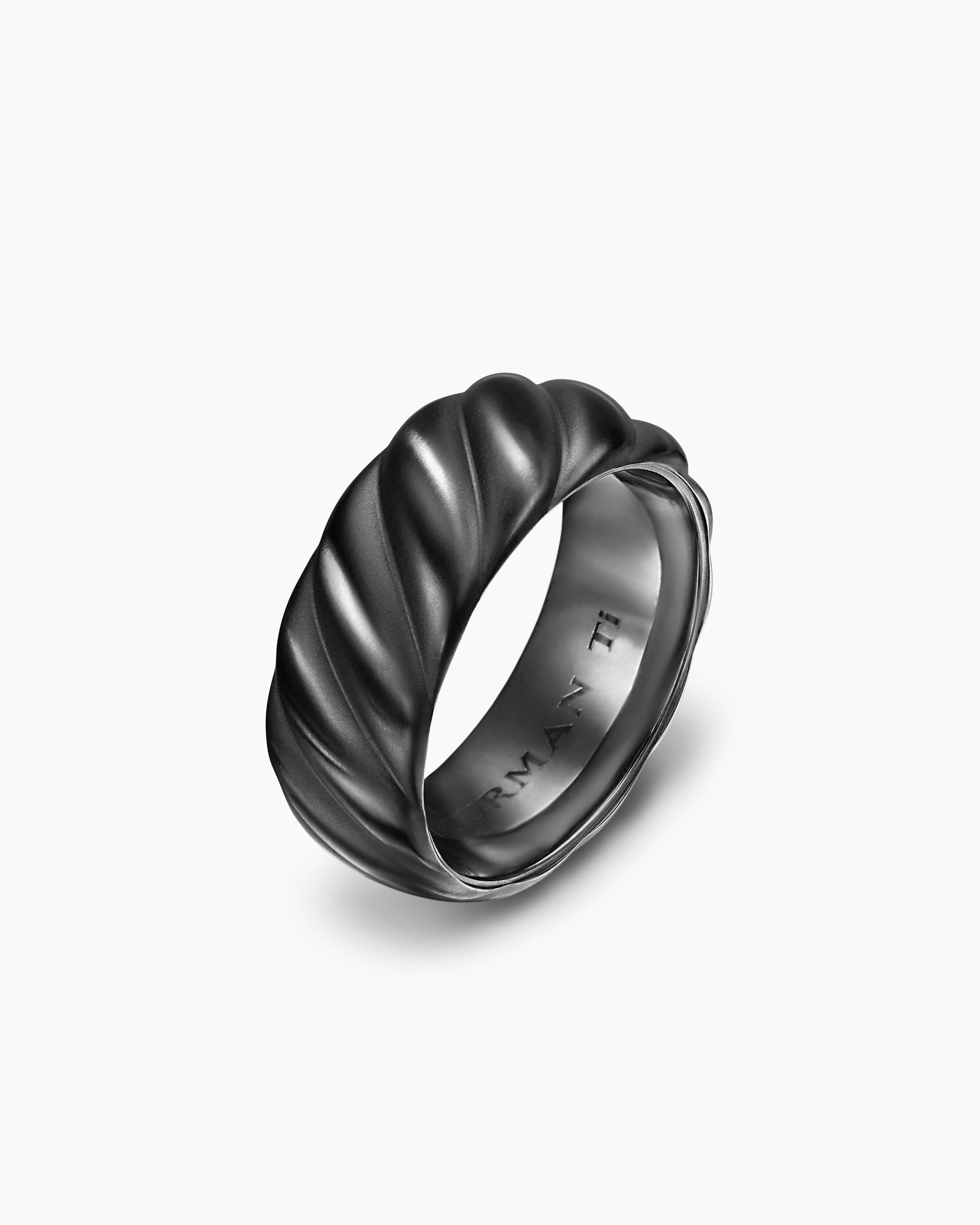 Sculpted Cable Band Ring in Black Titanium, 9mm - Image 3