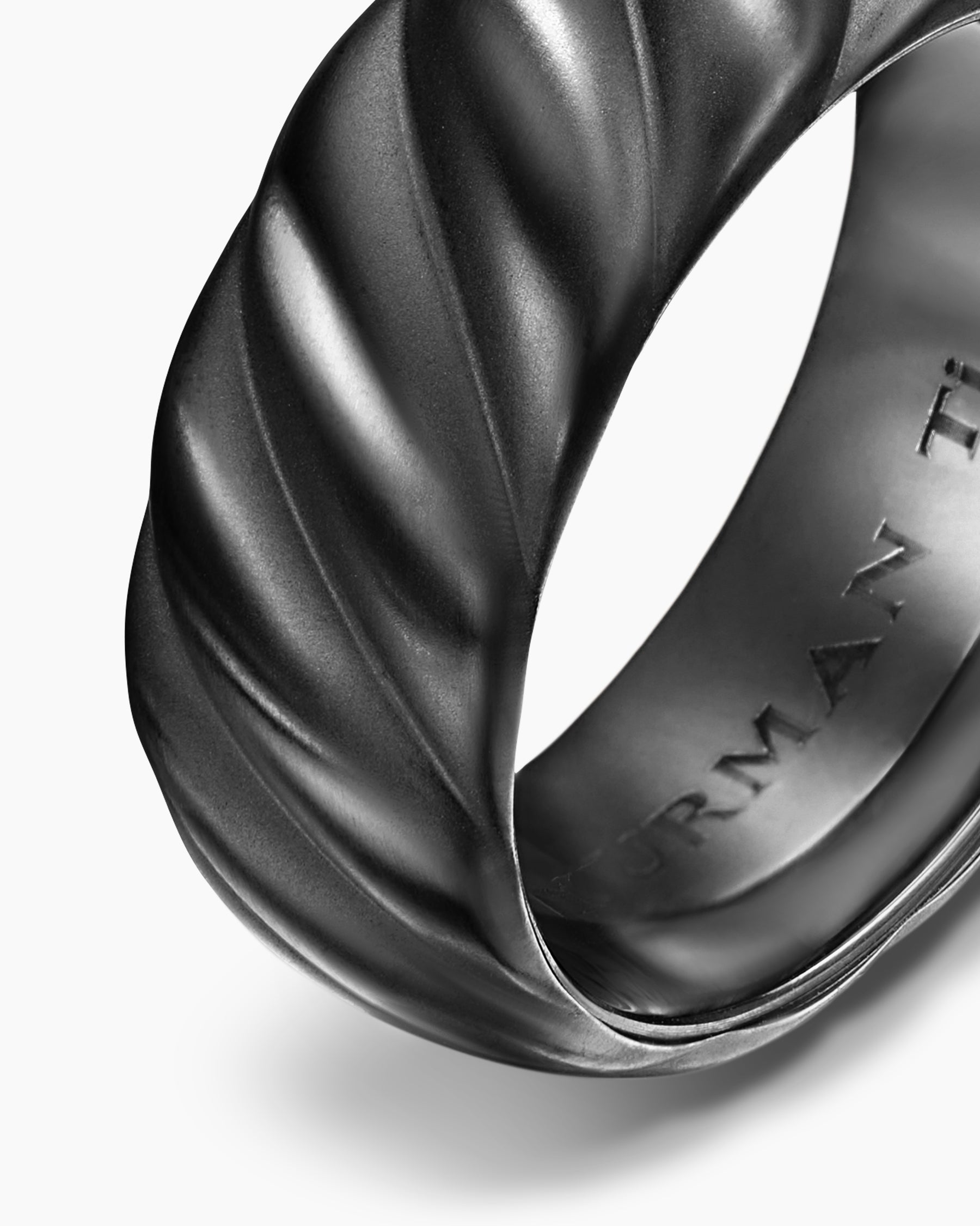 Sculpted Cable Band Ring in Black Titanium, 9mm - Image 6