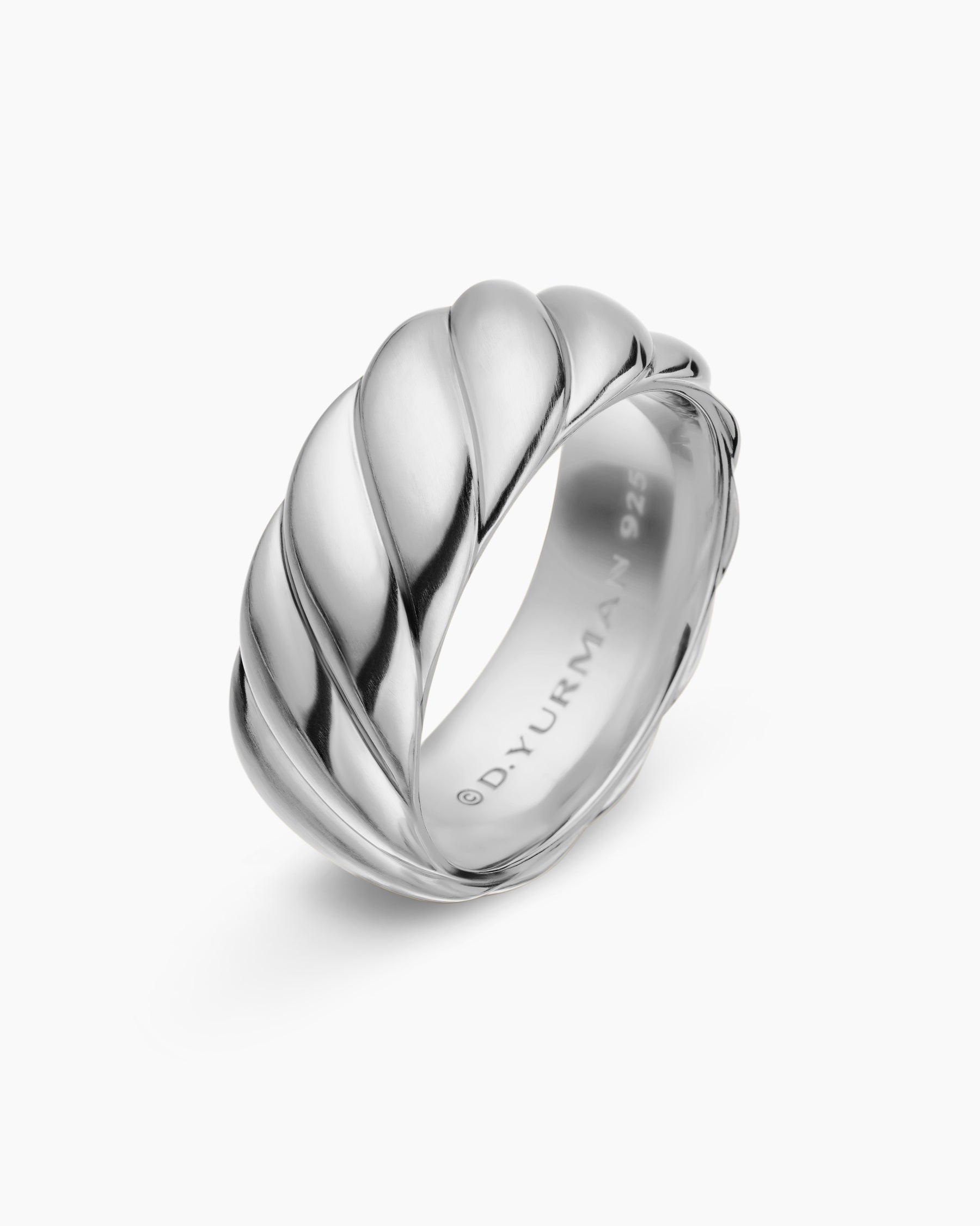 Sculpted Cable Contour Band Ring in Sterling Silver, 9mm - Image 3