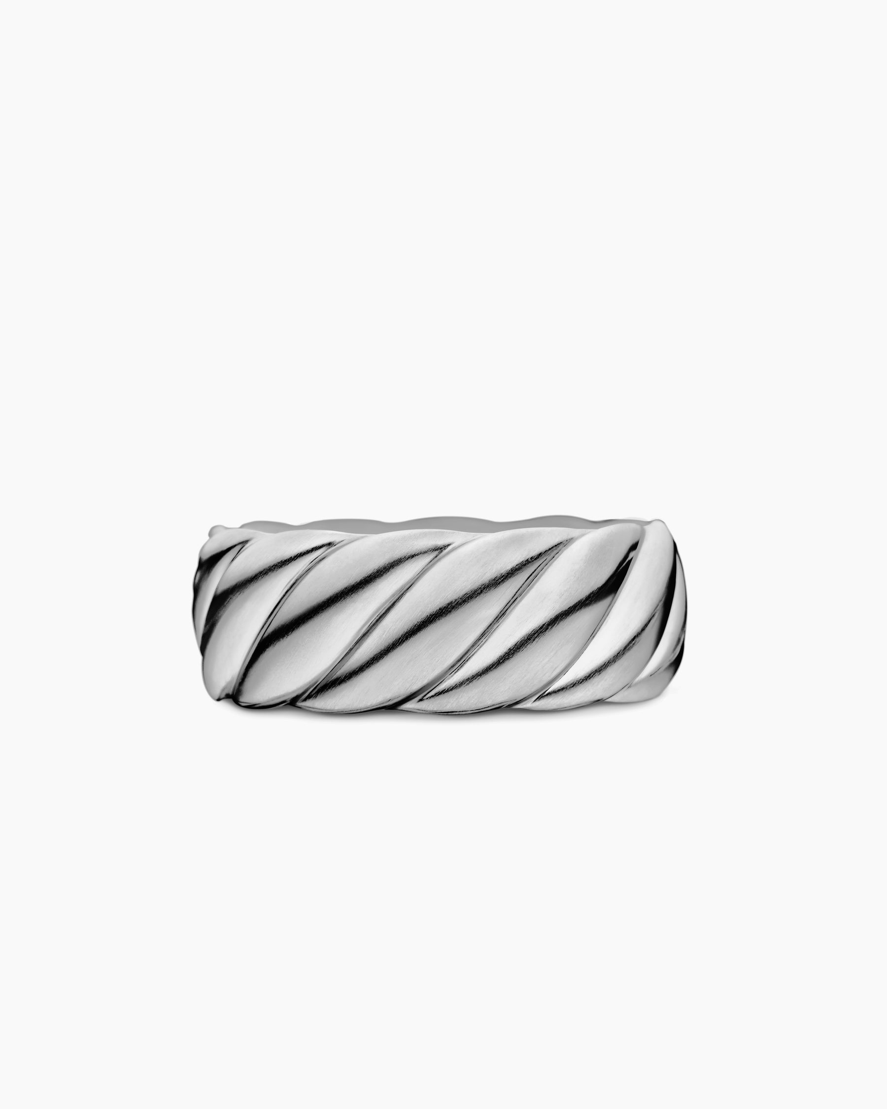 Sculpted Cable Contour Band Ring in Sterling Silver, 9mm - Image 4