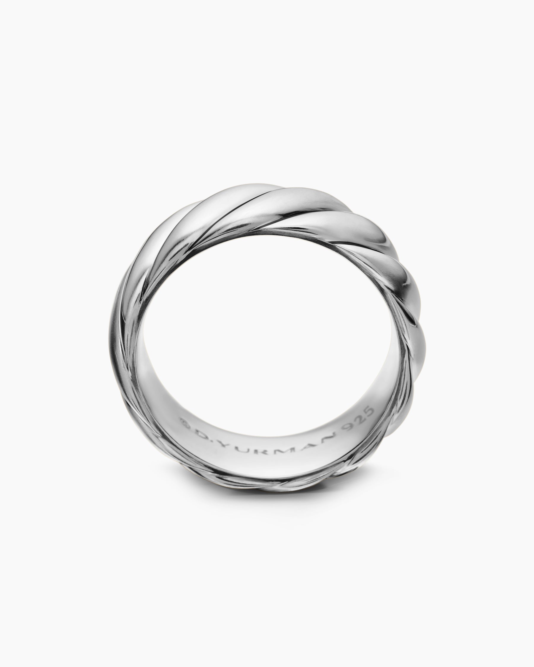 Sculpted Cable Contour Band Ring in Sterling Silver, 9mm - Image 5