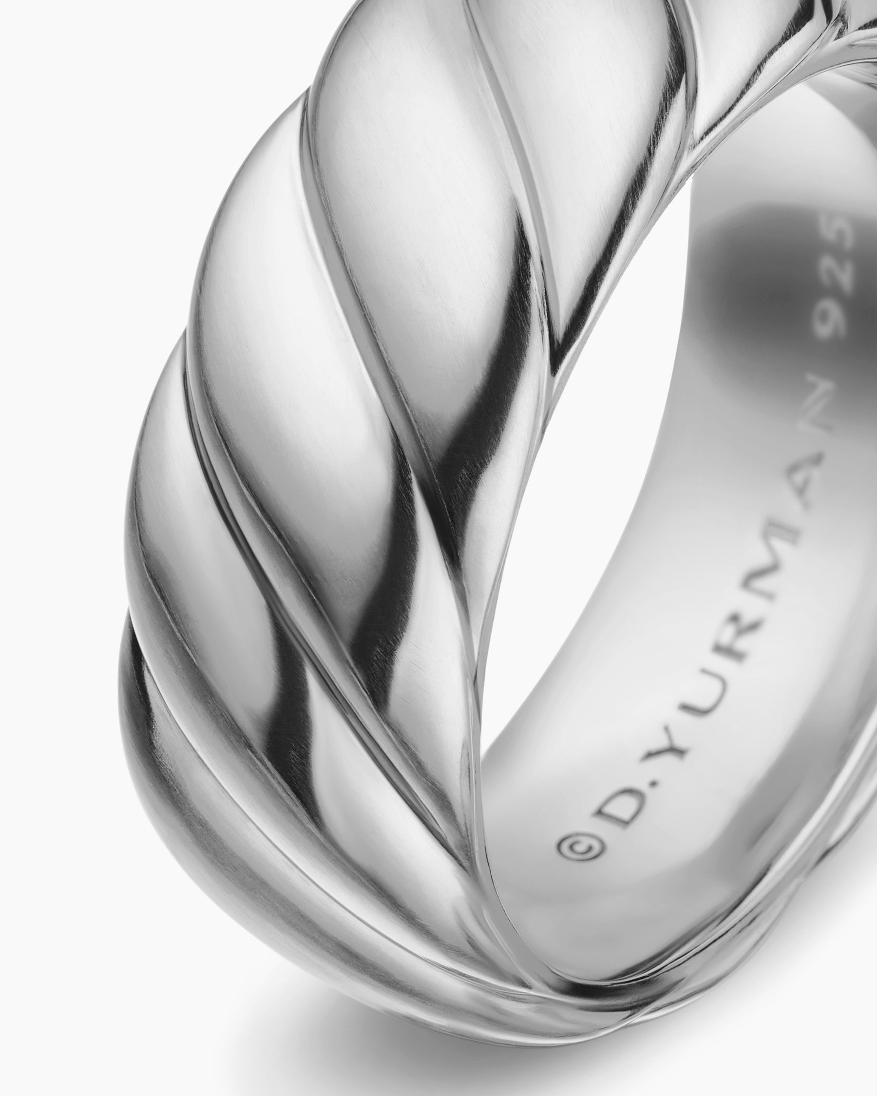Sculpted Cable Contour Band Ring in Sterling Silver, 9mm - Image 6