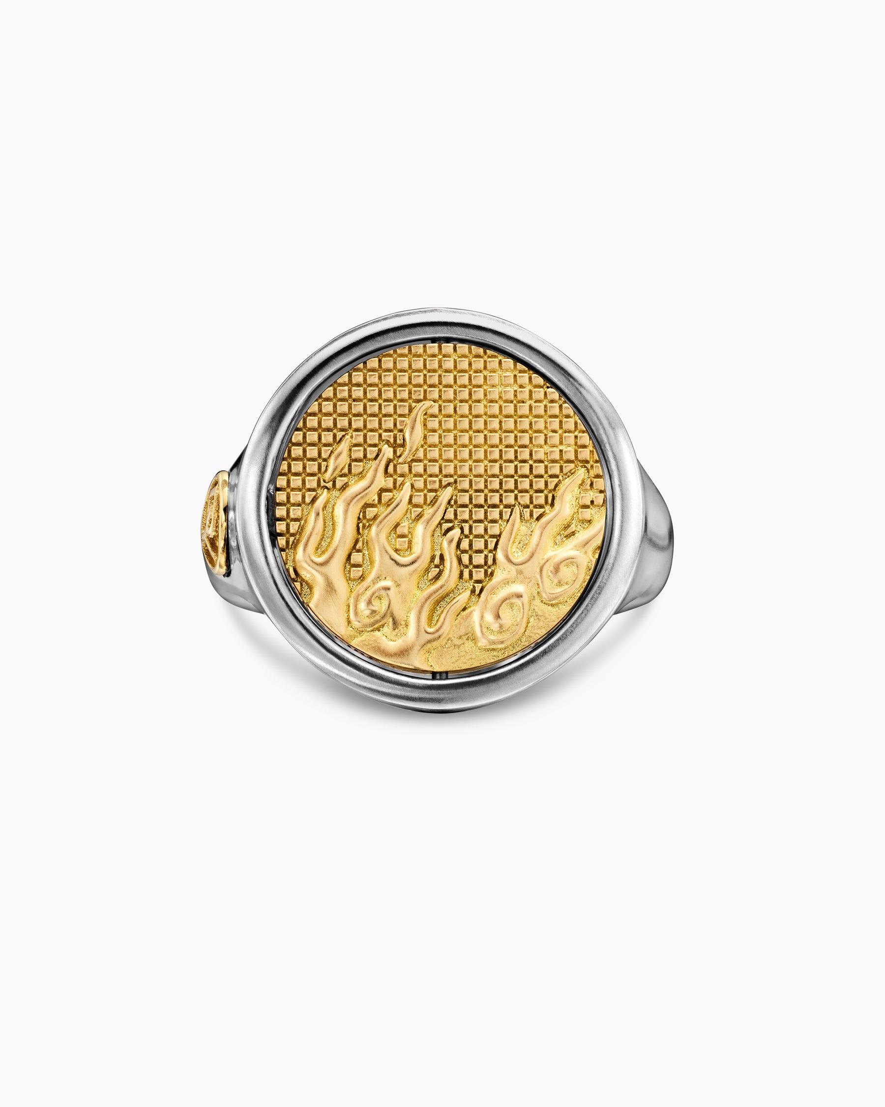 Water and Fire Duality Signet Ring in Sterling Silver with 18K Yellow Gold, 20mm - Image 6