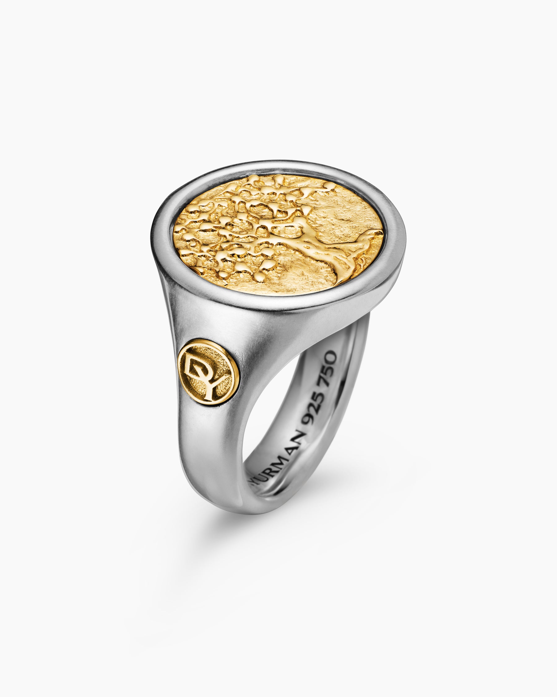 Life and Death Duality Signet Ring in Sterling Silver with 18K Yellow Gold, 20mm - Image 3