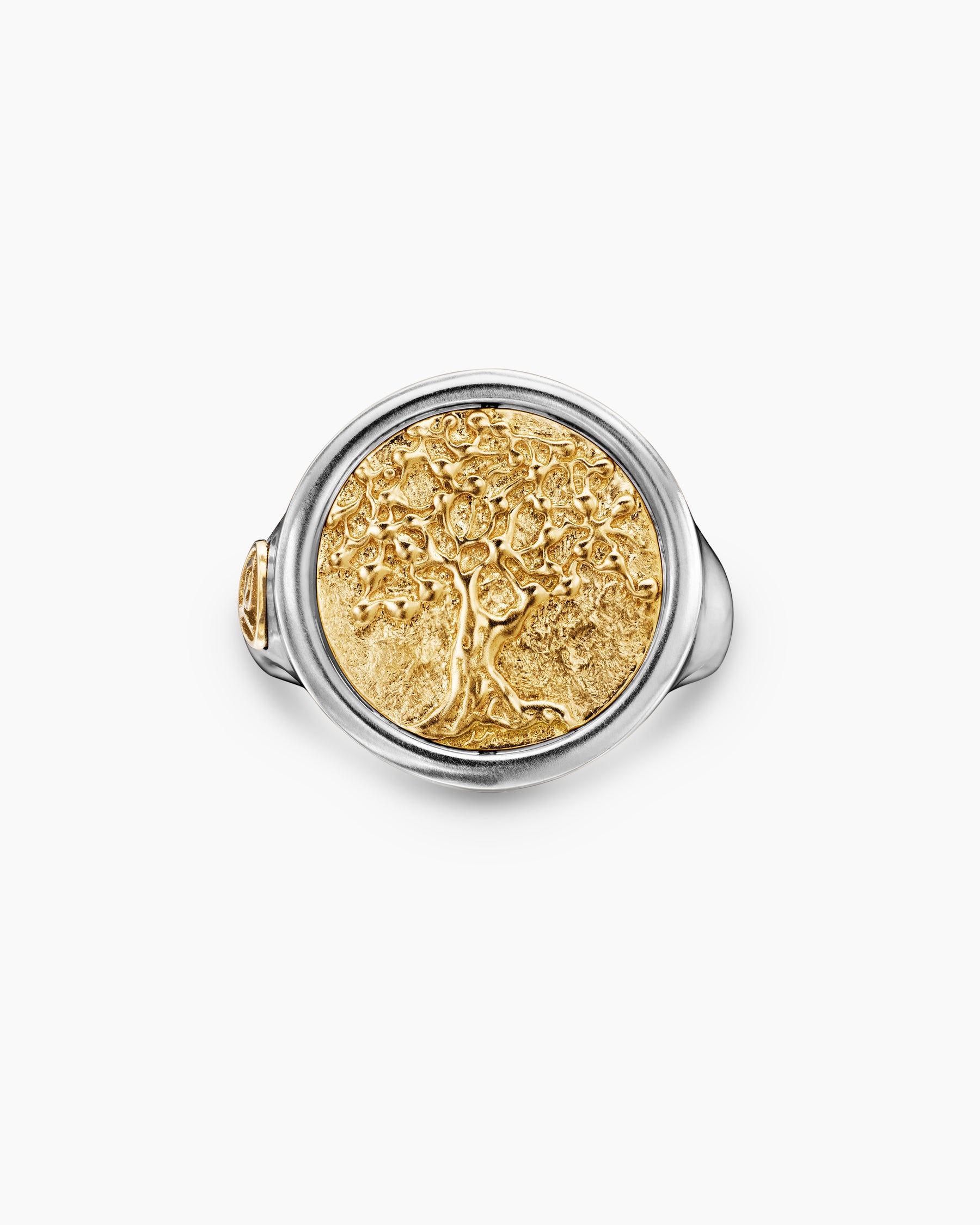 Life and Death Duality Signet Ring in Sterling Silver with 18K Yellow Gold, 20mm - Image 4