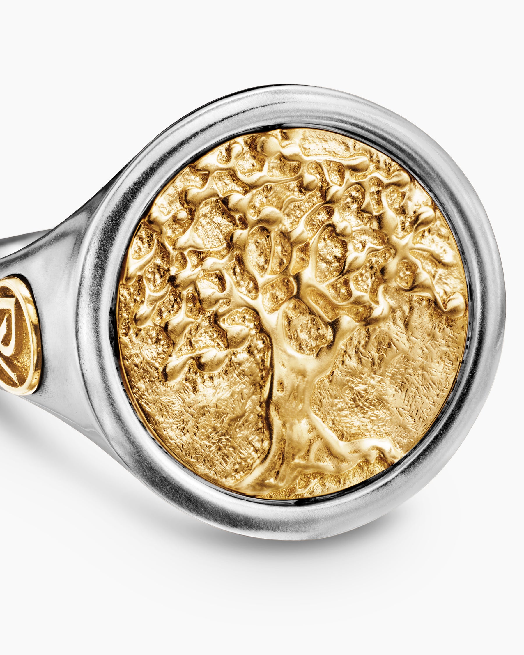 Life and Death Duality Signet Ring in Sterling Silver with 18K Yellow Gold, 20mm - Image 5