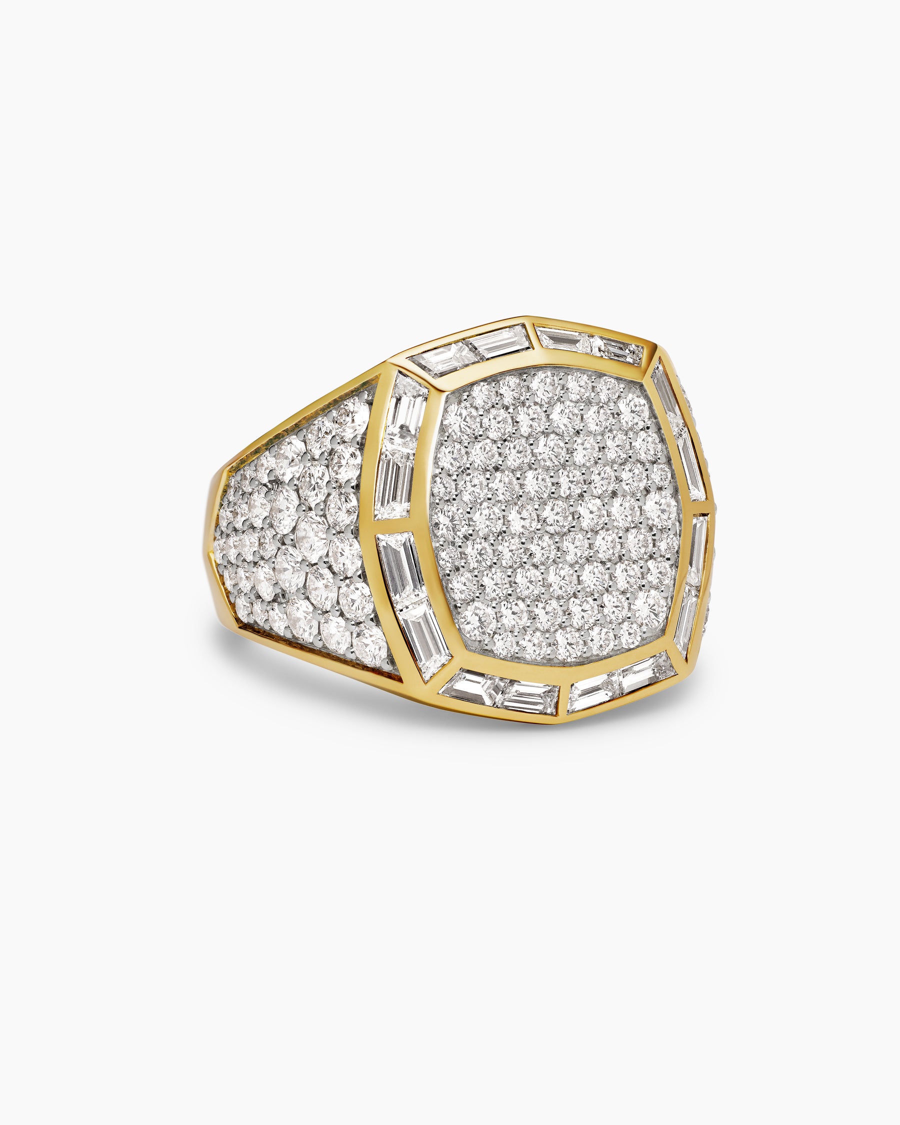 Streamline Signet Ring in 18K Yellow Gold with Diamonds, 25mm