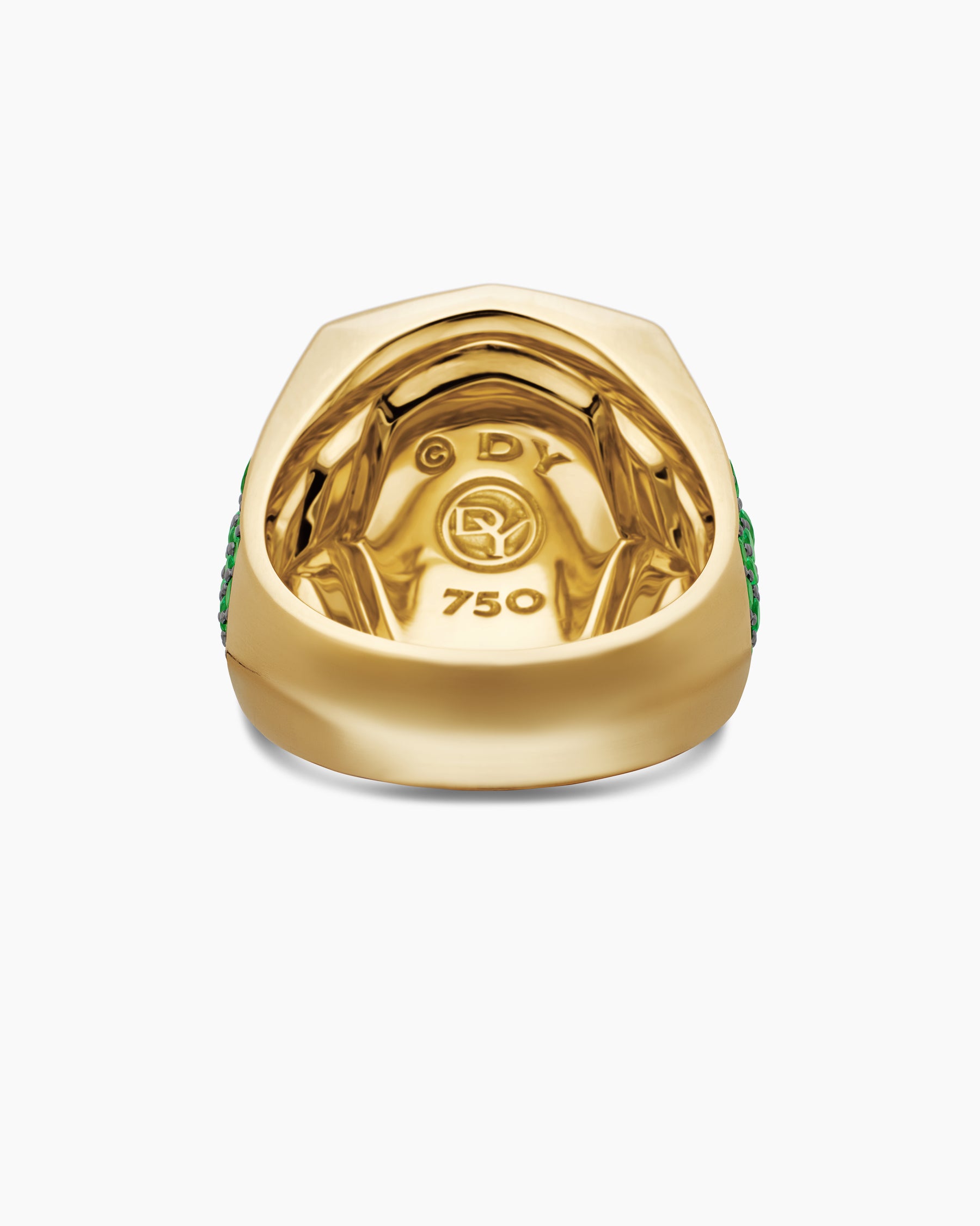 Streamline Signet Ring in 18K Yellow Gold with Emeralds, 25mm - Image 6