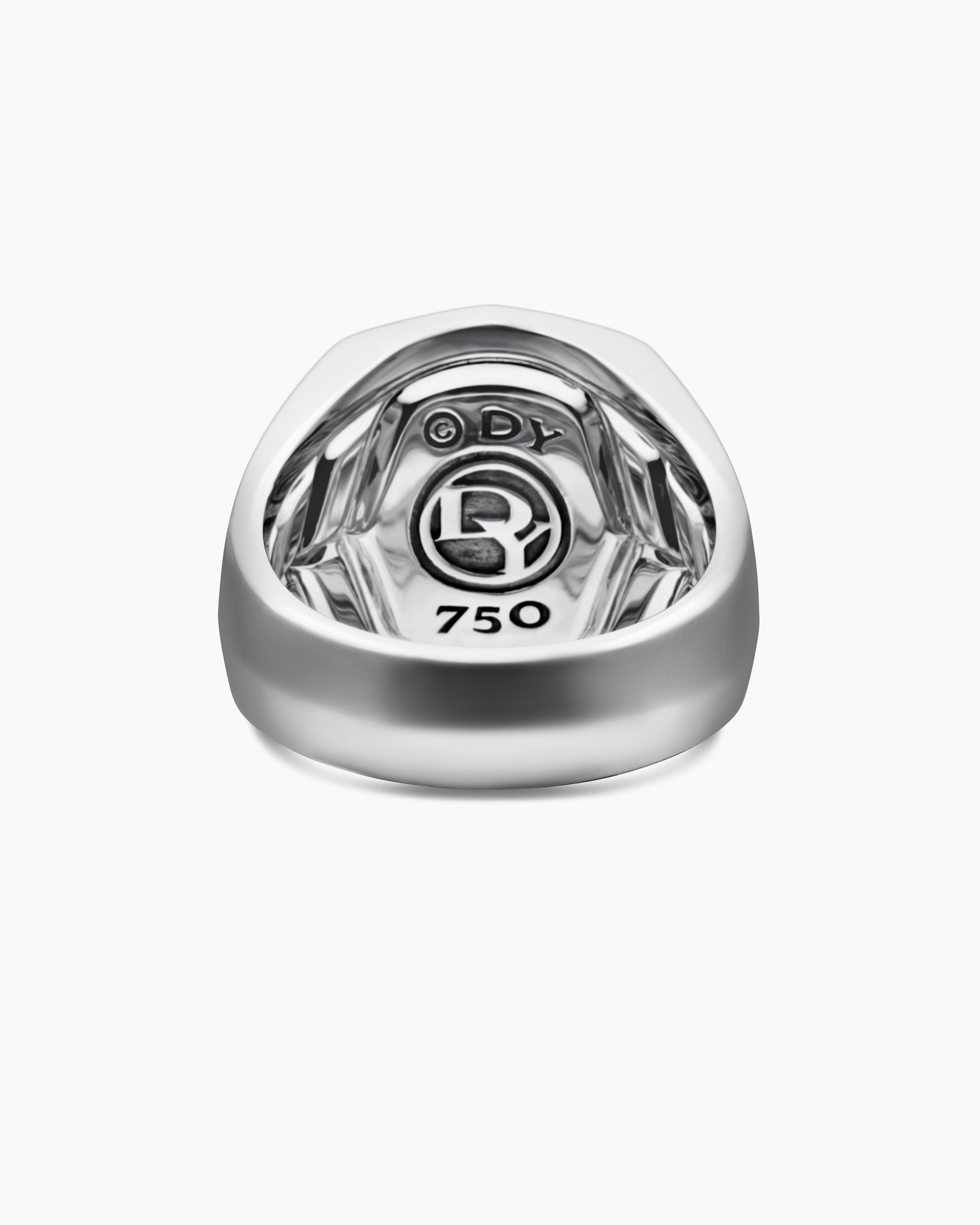 Streamline Signet Ring in 18K White Gold with Blue Sapphires, 25mm - Image 6
