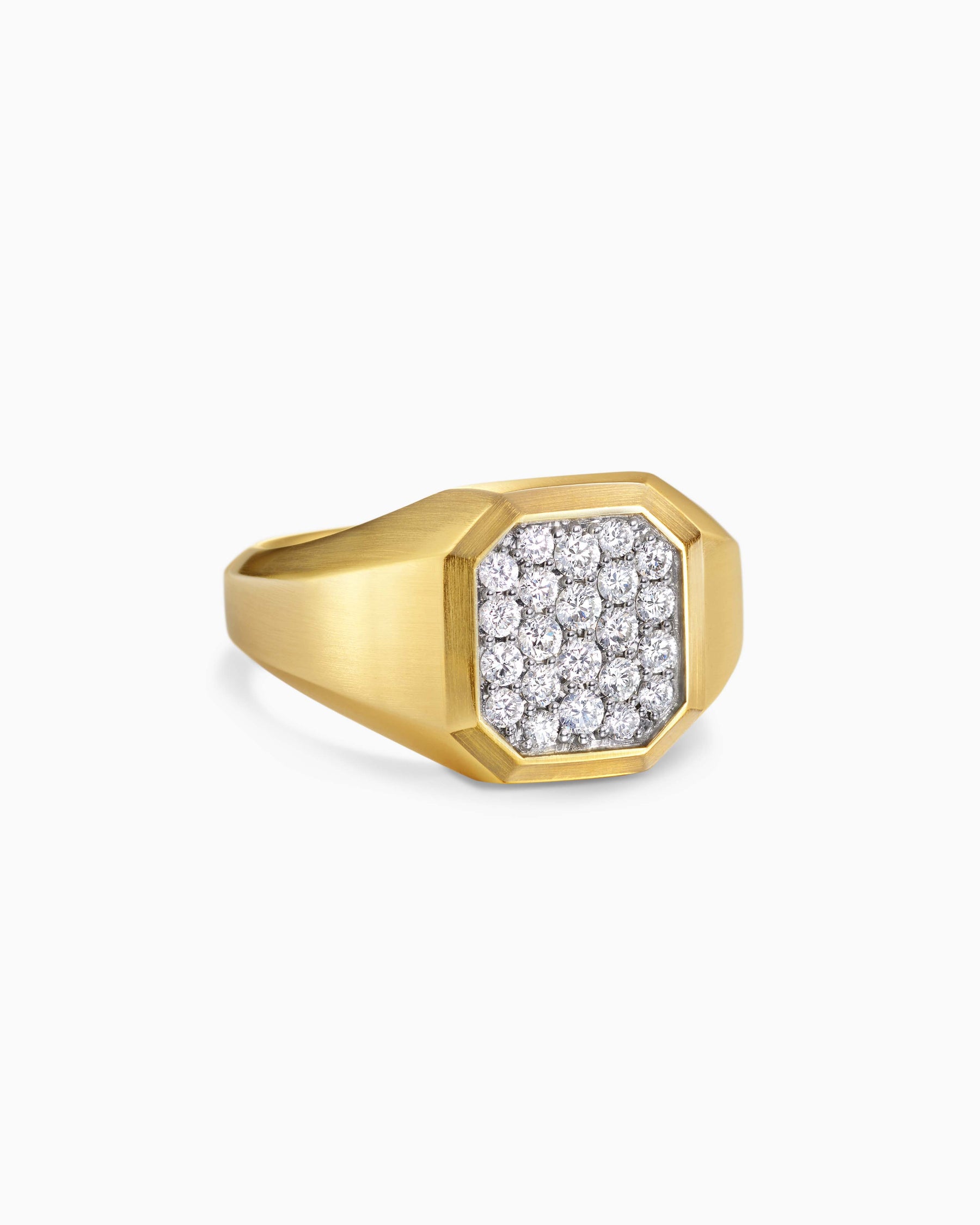 Streamline Signet Ring in 18K Yellow Gold with Diamonds, 14mm
