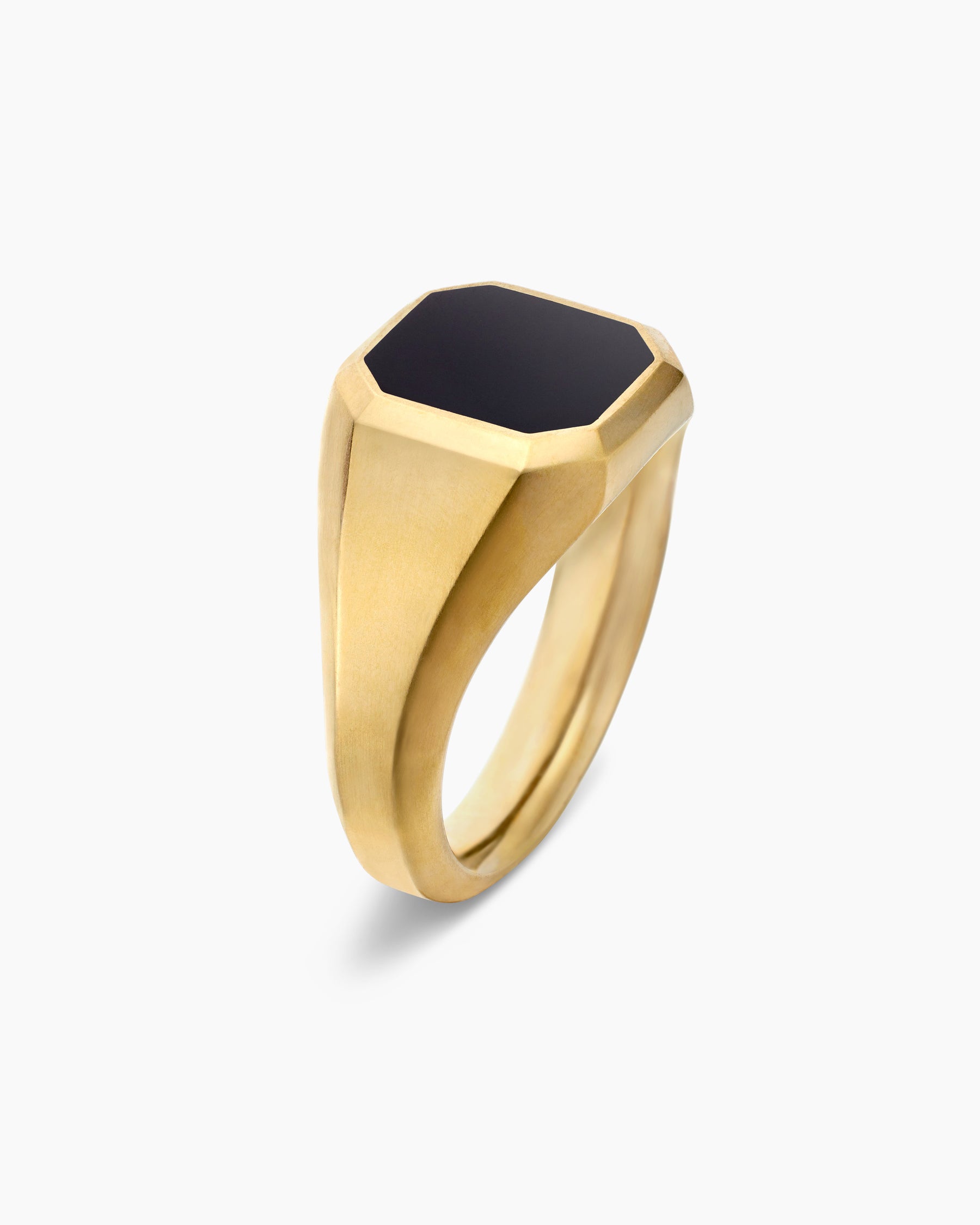 Streamline Signet Ring in 18K Yellow Gold with Black Onyx, 14mm - Image 3