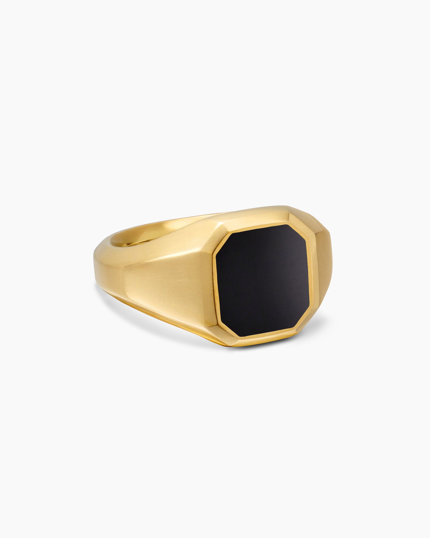 Streamline Signet Ring in 18K Yellow Gold with Black Onyx, 14mm