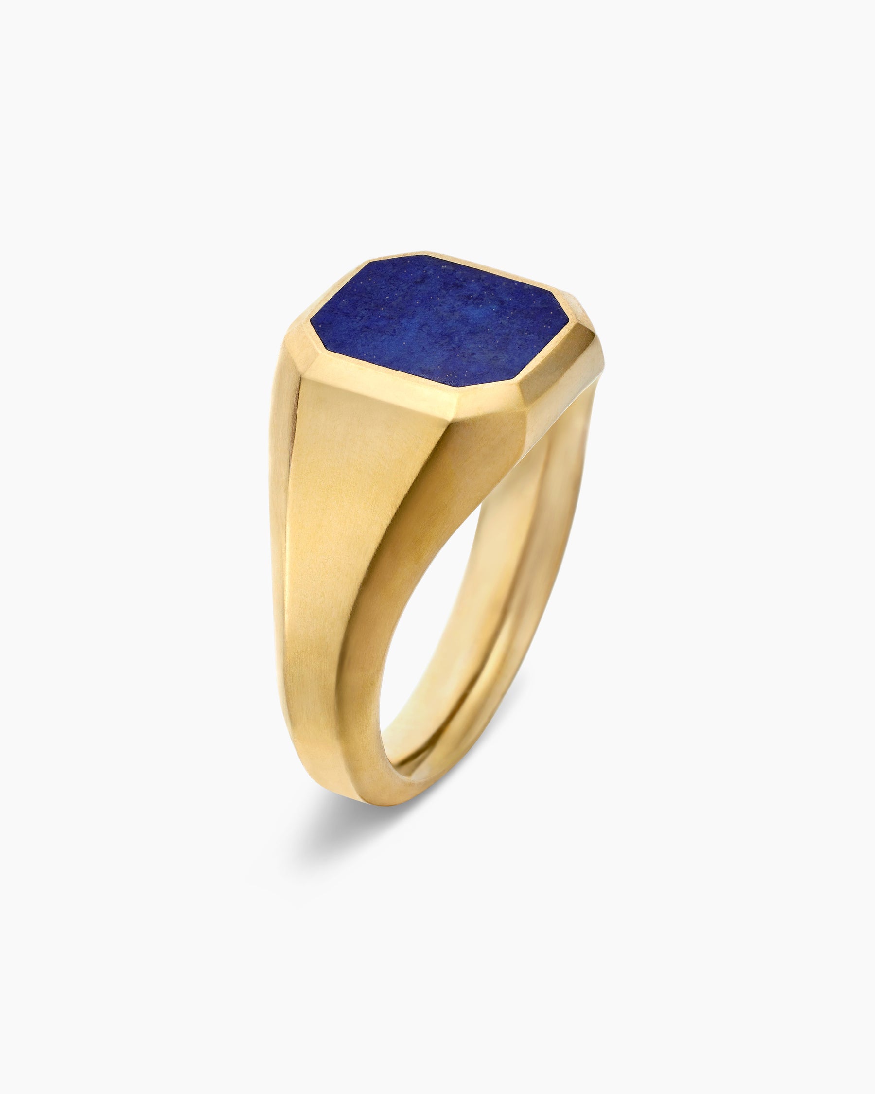 Streamline Signet Ring in 18K Yellow Gold with Lapis, 14mm - Image 3