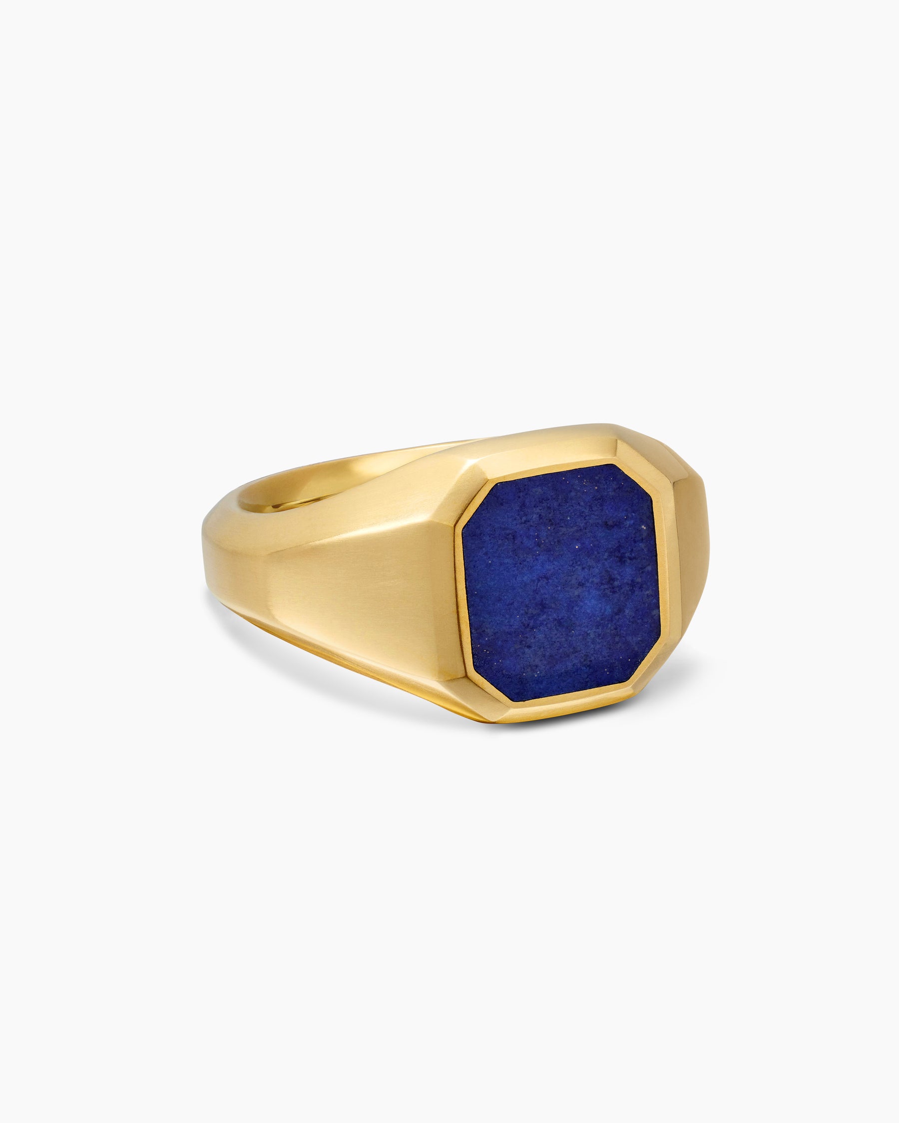 Streamline Signet Ring in 18K Yellow Gold with Lapis, 14mm