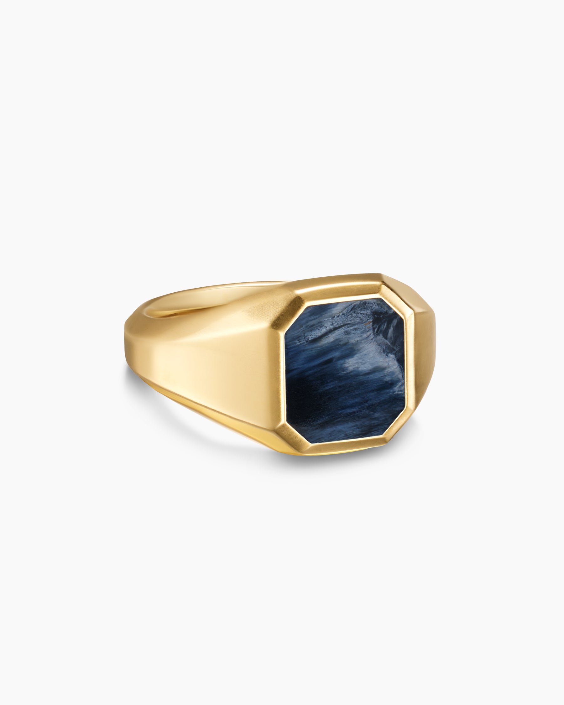 Streamline Signet Ring in 18K Yellow Gold with Pietersite, 14mm