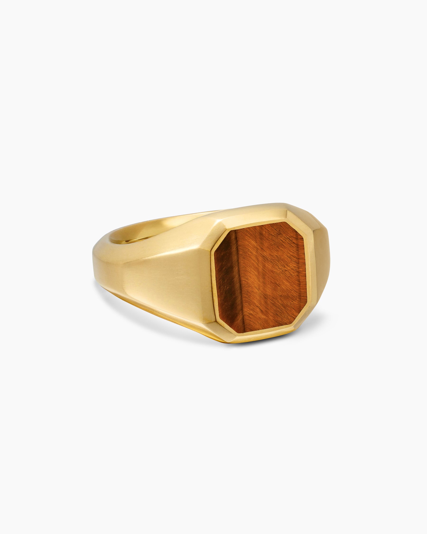Streamline Signet Ring in 18K Yellow Gold with Tiger's Eye, 14mm