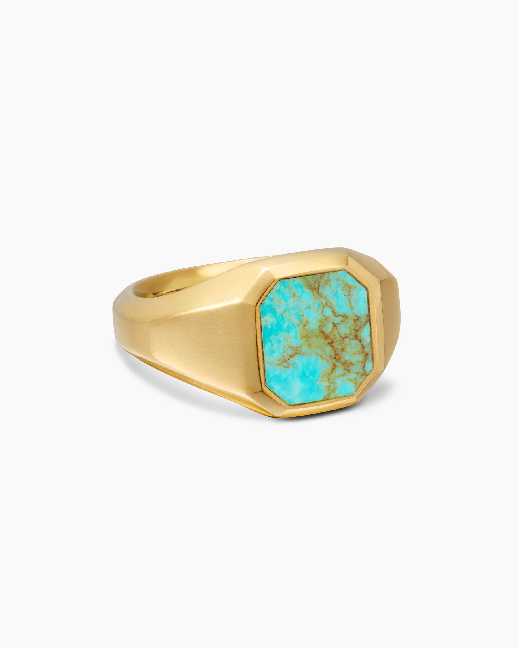 Streamline Signet Ring in 18K Yellow Gold with Turquoise, 14mm