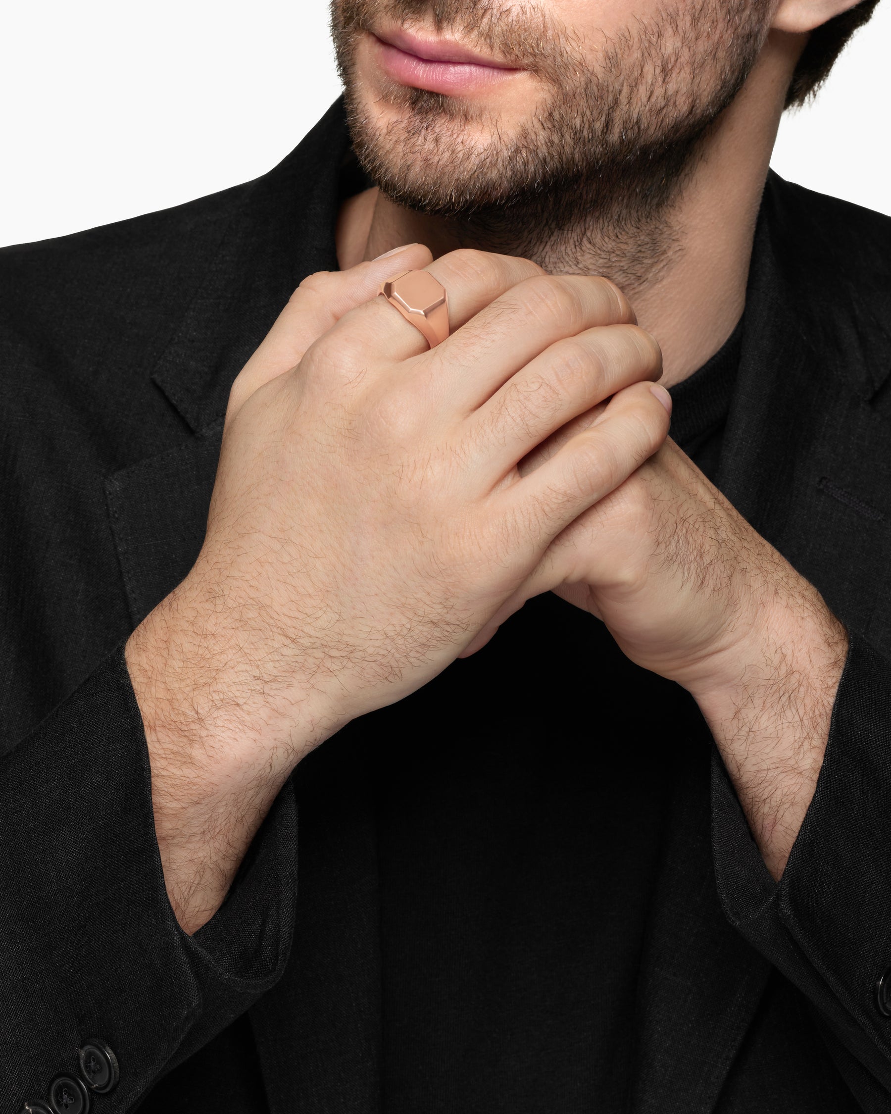 Alternative view of Streamline Signet Ring in 18K Rose Gold, 14mm