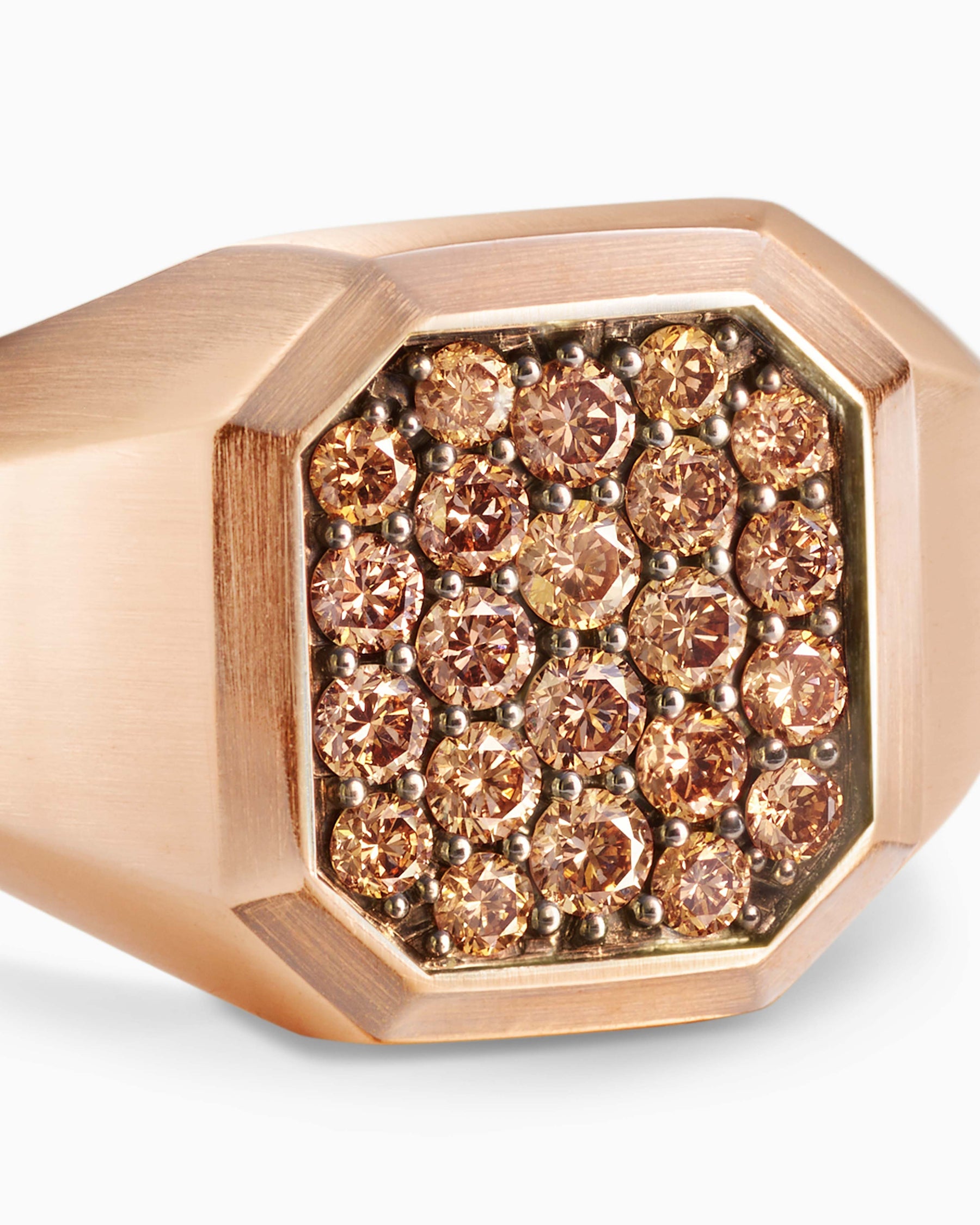 Streamline Signet Ring in 18K Rose Gold with Cognac Diamonds, 14mm - Image 5