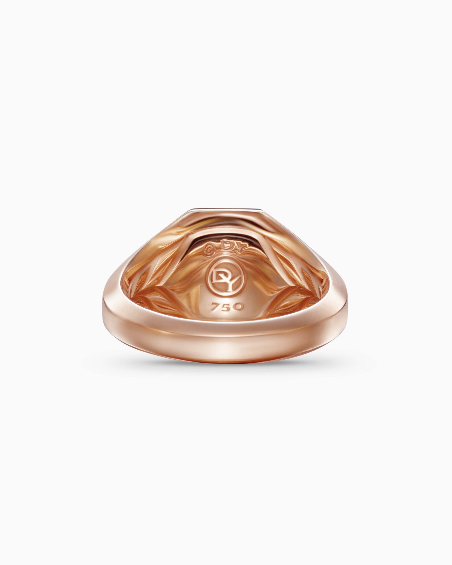 Streamline Signet Ring in 18K Rose Gold with Cognac Diamonds, 14mm - Image 6