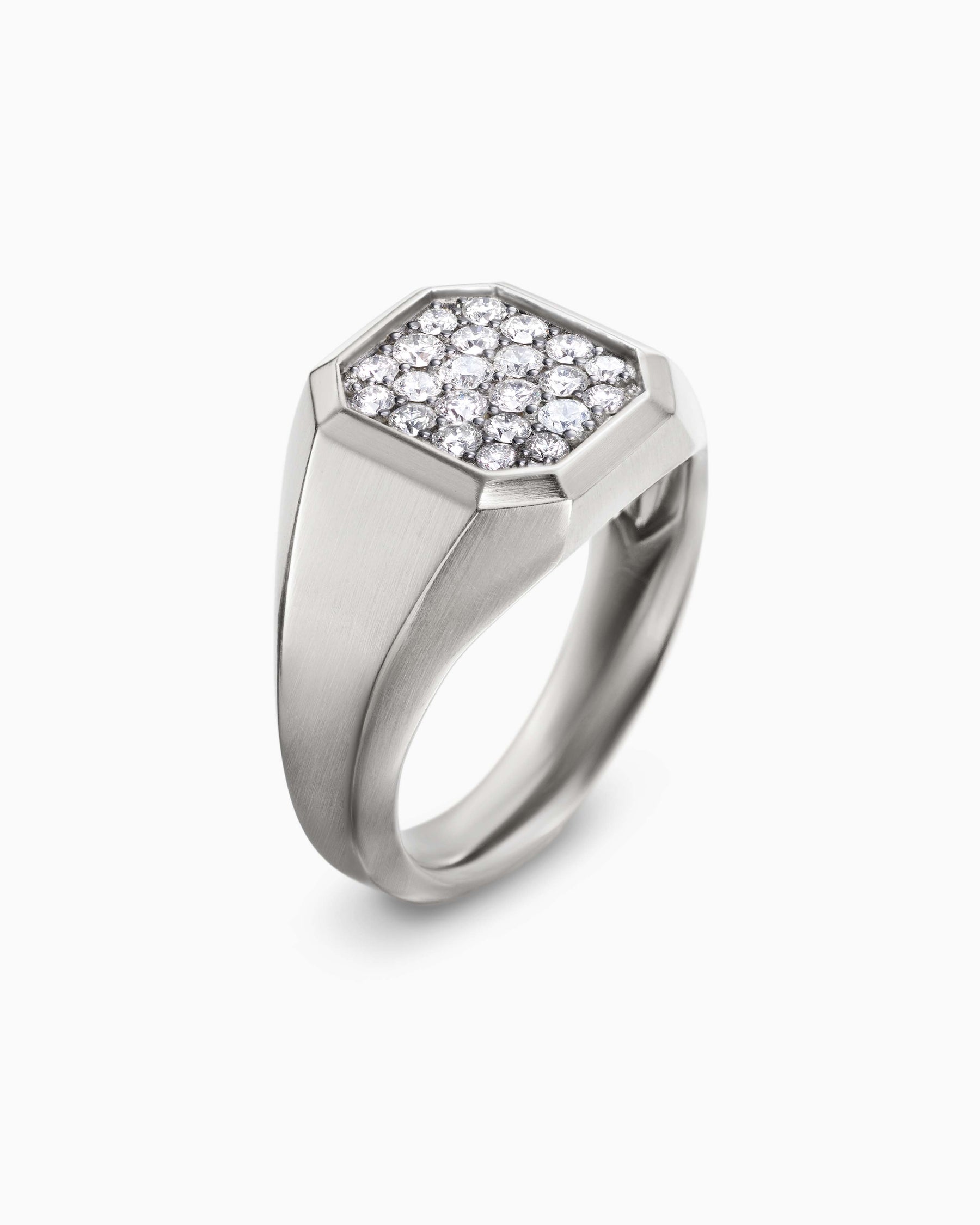 Streamline Signet Ring in Sterling Silver with Diamonds, 14mm - Image 3