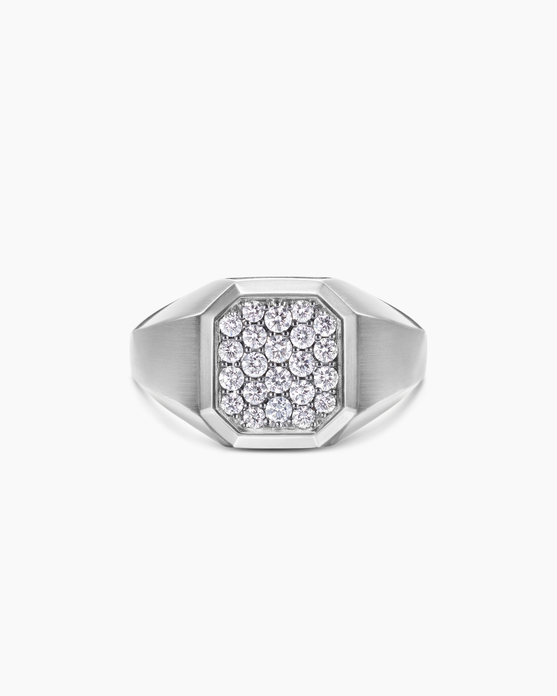 Streamline Signet Ring in Sterling Silver with Diamonds, 14mm - Image 4