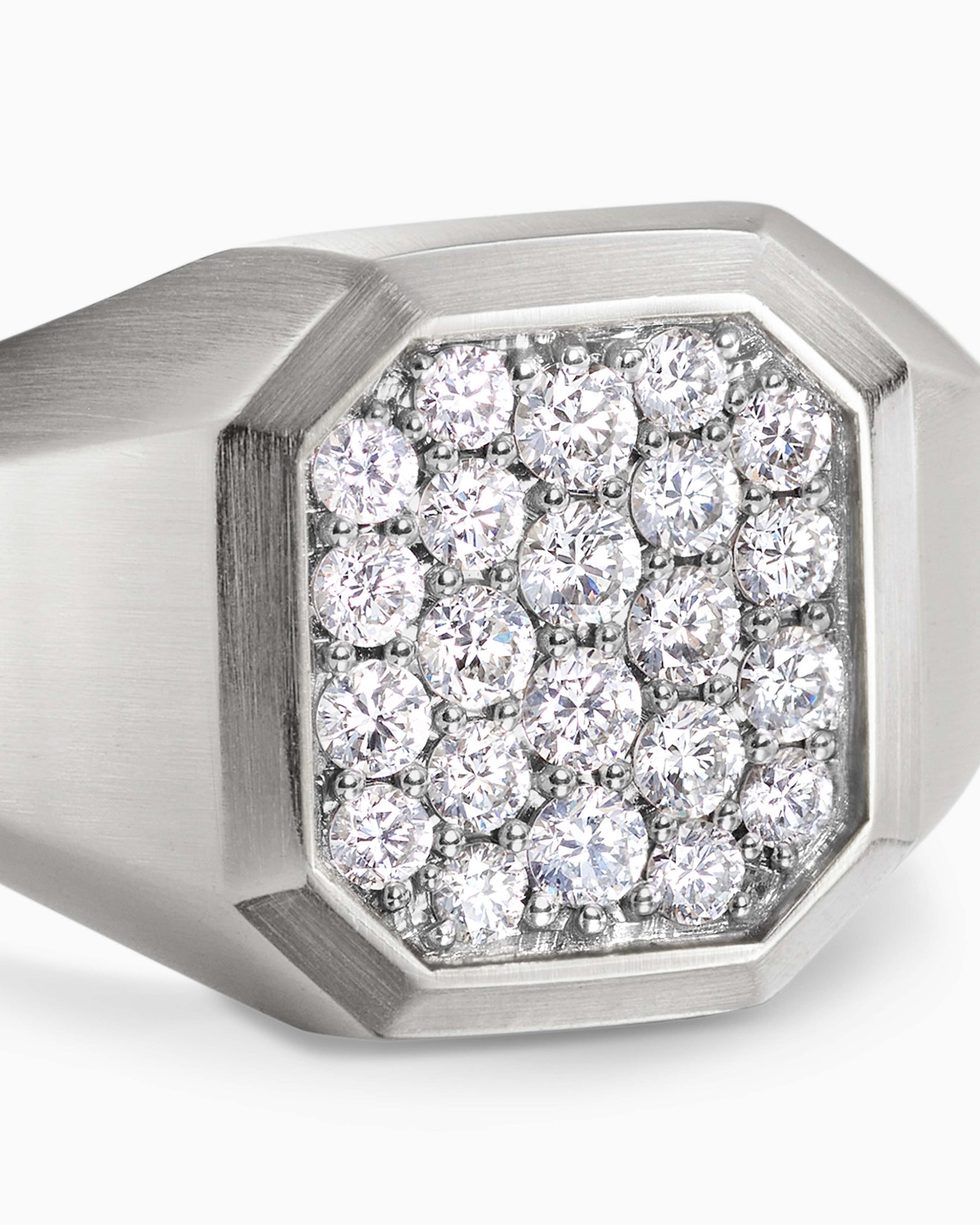 Streamline Signet Ring in Sterling Silver with Diamonds, 14mm - Image 5