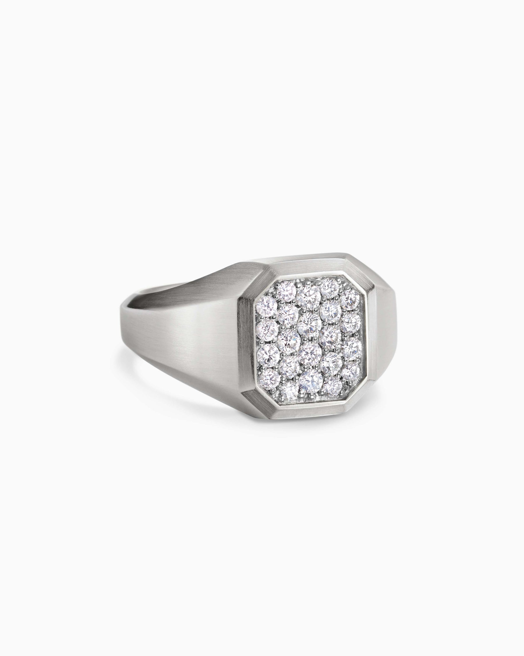 Streamline Signet Ring in Sterling Silver with Diamonds, 14mm