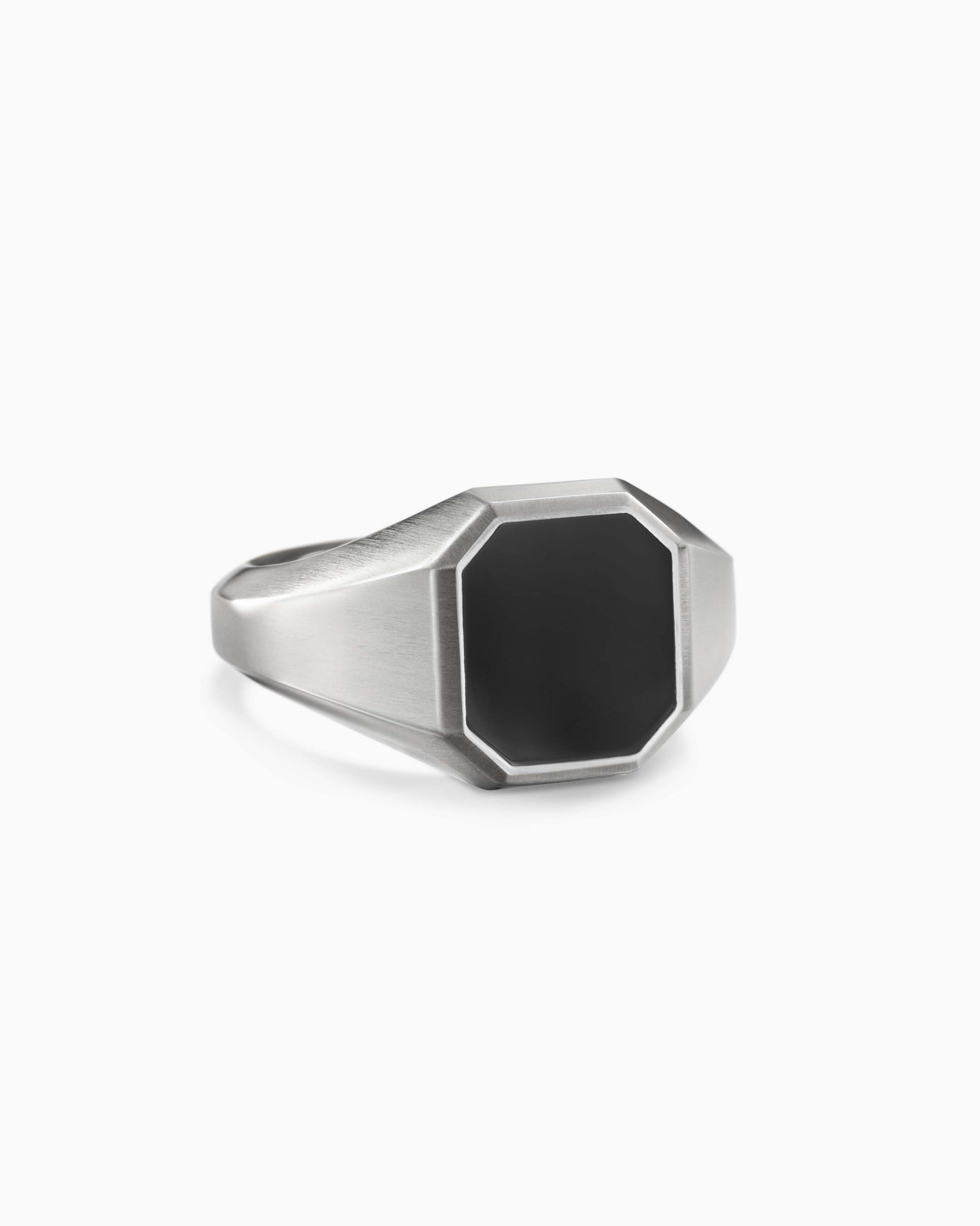 Streamline Signet Ring in Sterling Silver with Black Onyx, 14mm