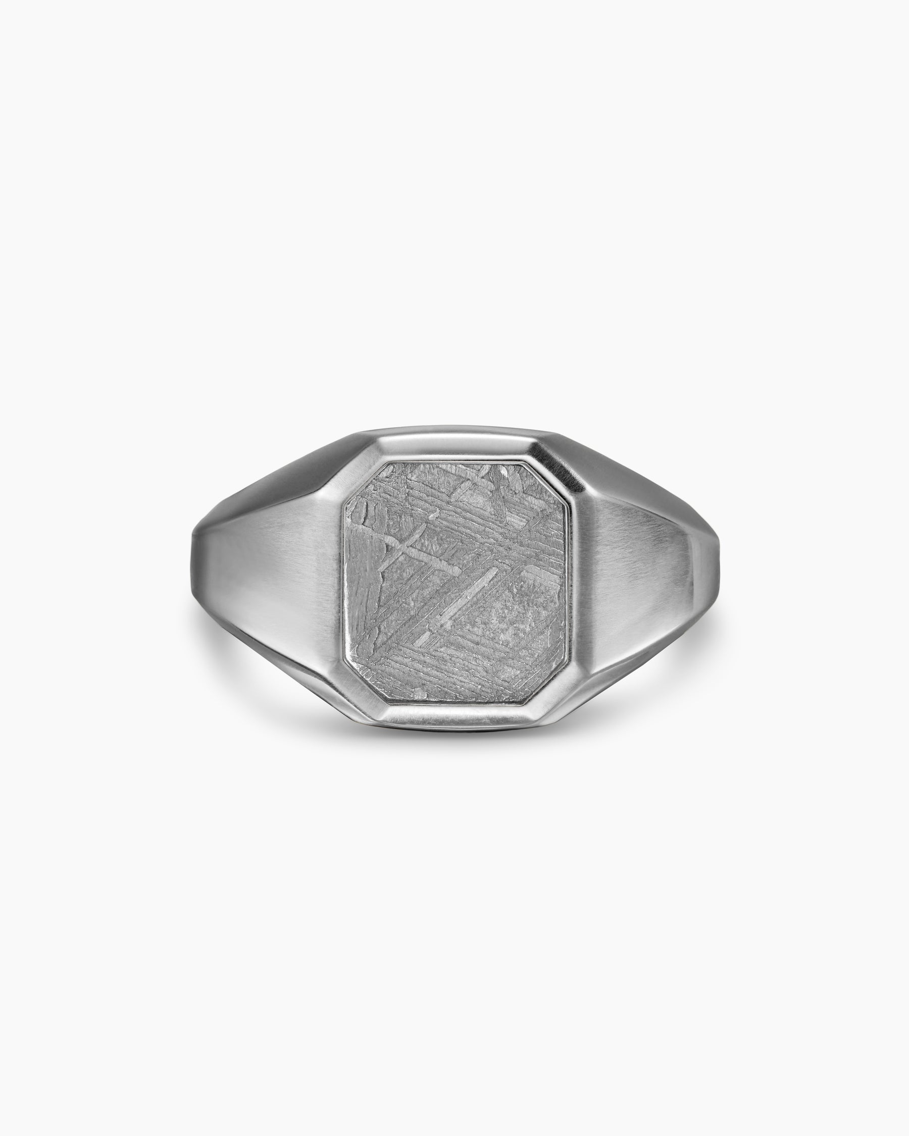 Streamline Signet Ring in Sterling Silver with Meteorite, 14mm - Image 4