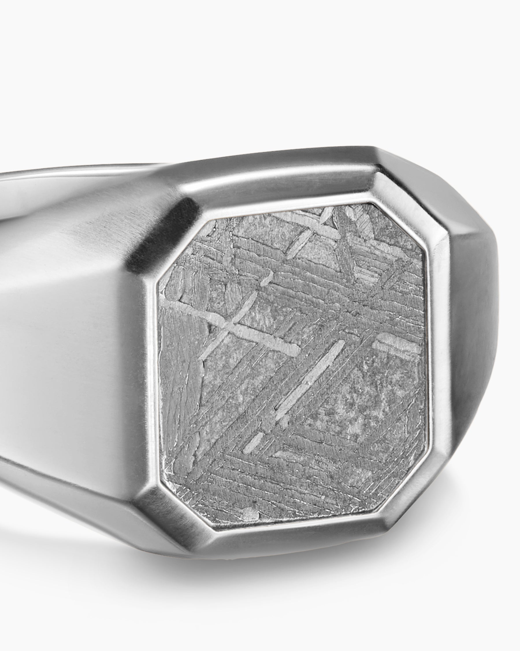 Streamline Signet Ring in Sterling Silver with Meteorite, 14mm - Image 5