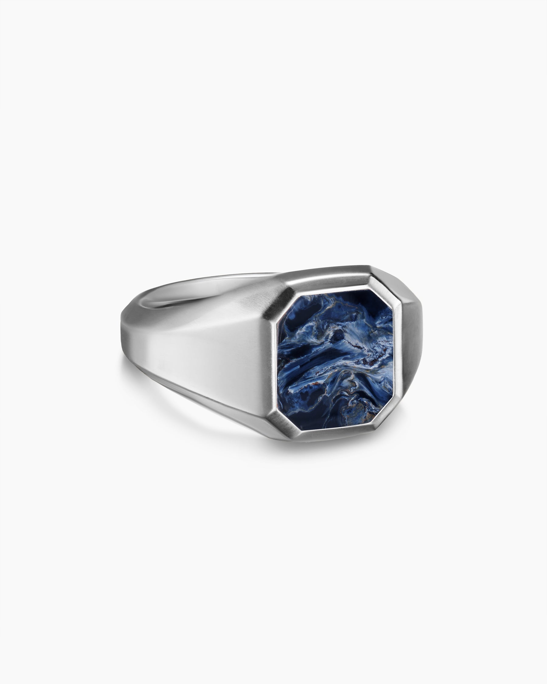 Streamline Signet Ring in Sterling Silver with Pietersite, 14mm