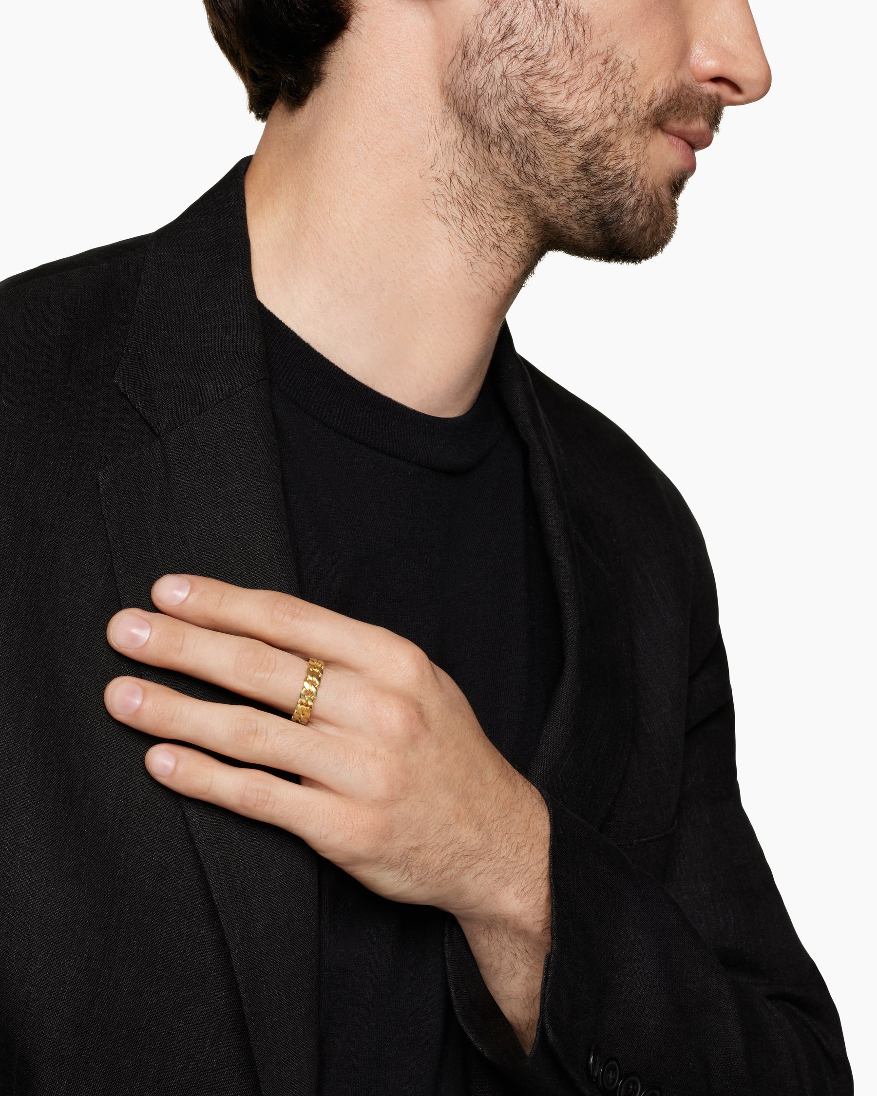 Alternative view of Curb Chain Band Ring in 18K Yellow Gold, 6mm