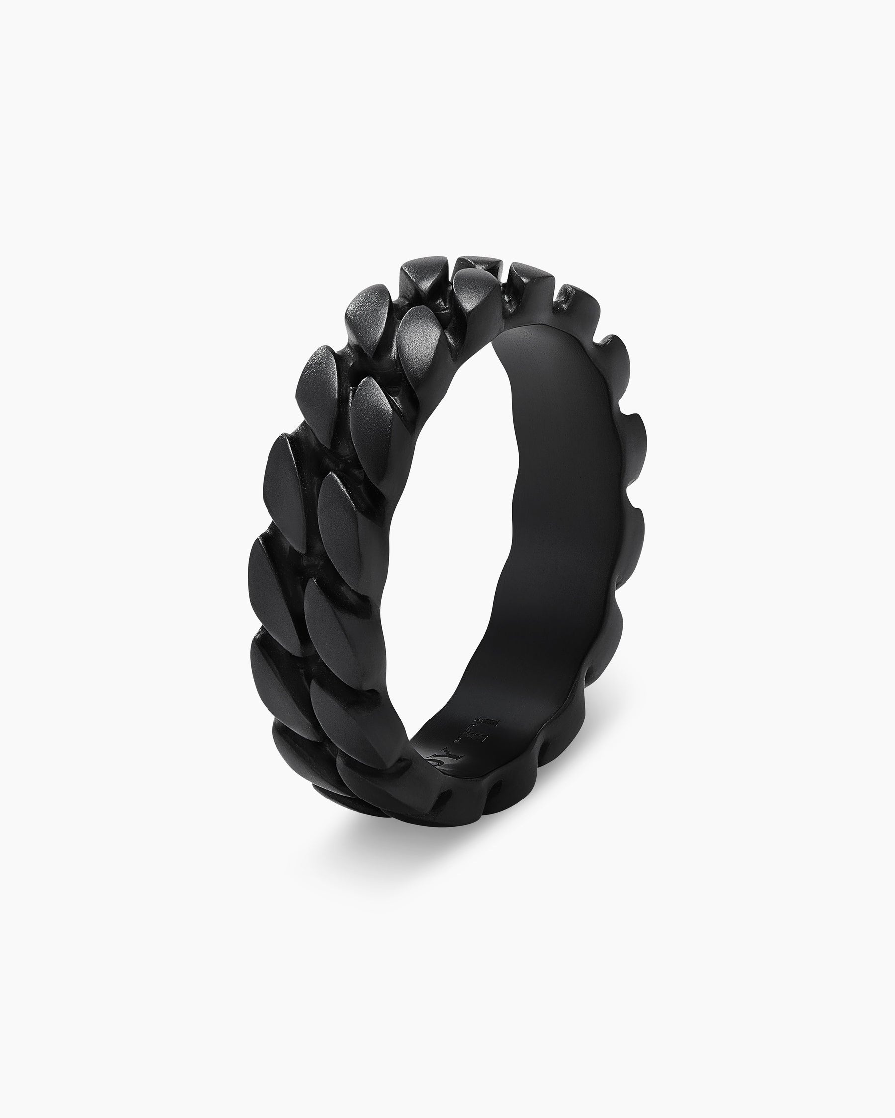 Curb Chain Band Ring in Black Titanium, 6mm - Image 3
