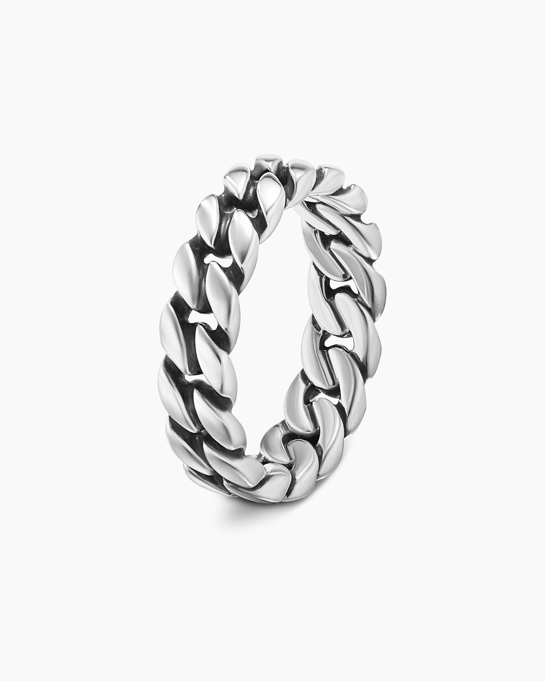 Curb Chain Band Ring in Sterling Silver, 6mm - Image 3