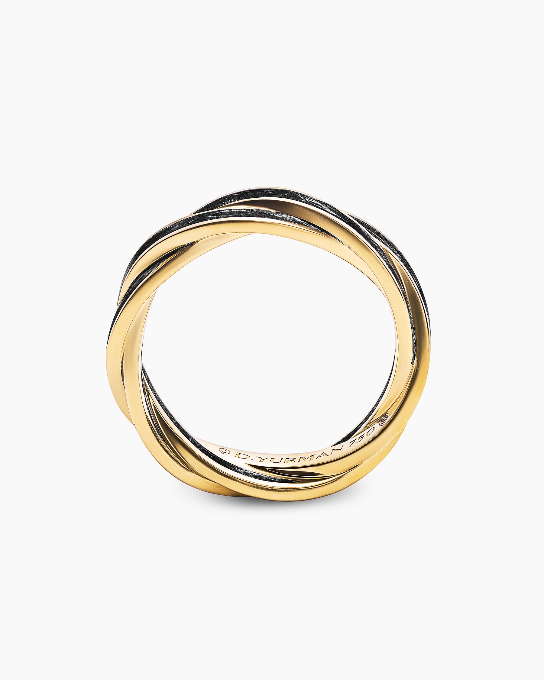 DY Helios Band Ring in 18K Yellow Gold with Forged Carbon, 9mm - Image 5