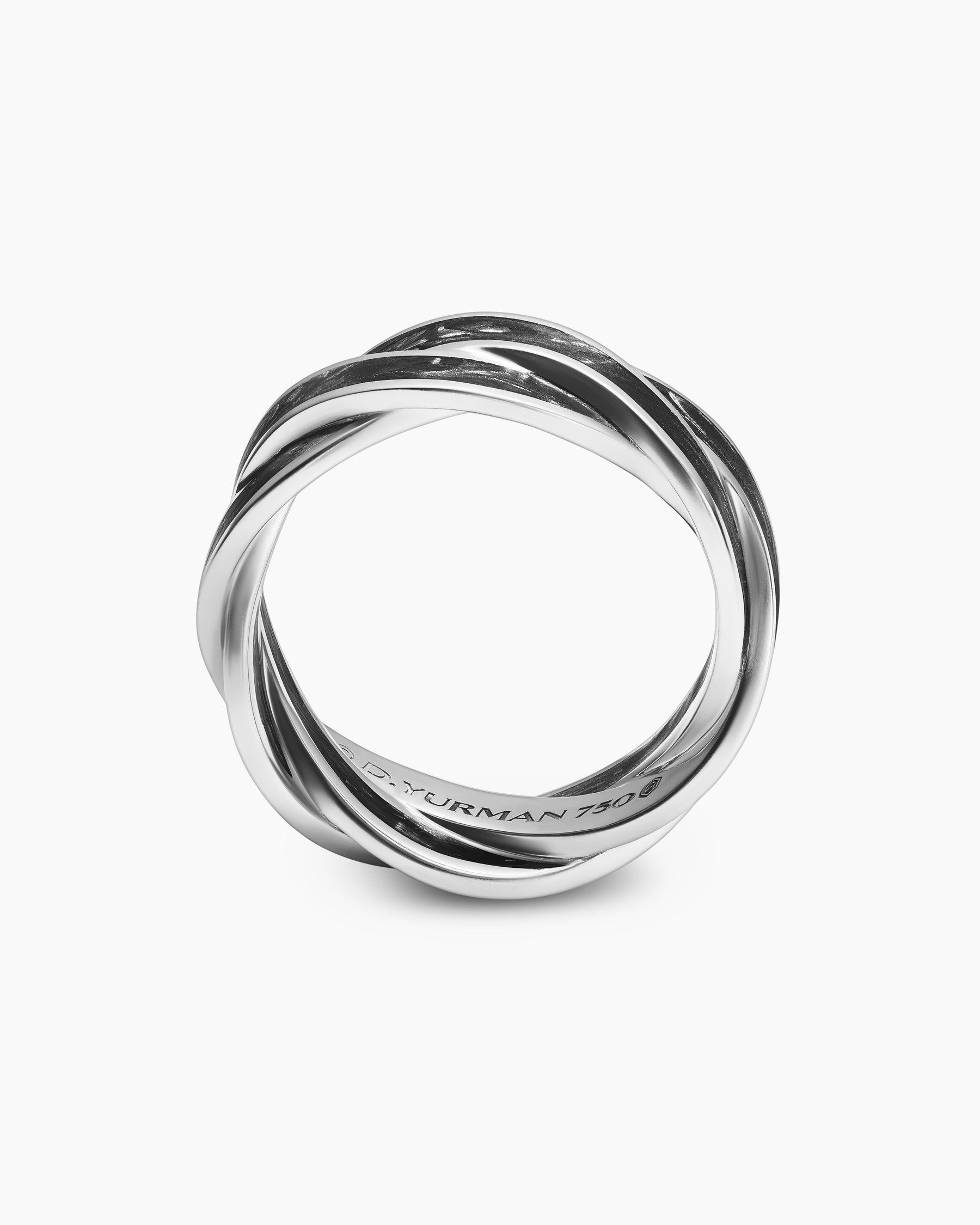 DY Helios Band Ring in 18K White Gold with Forged Carbon, 9mm - Image 5