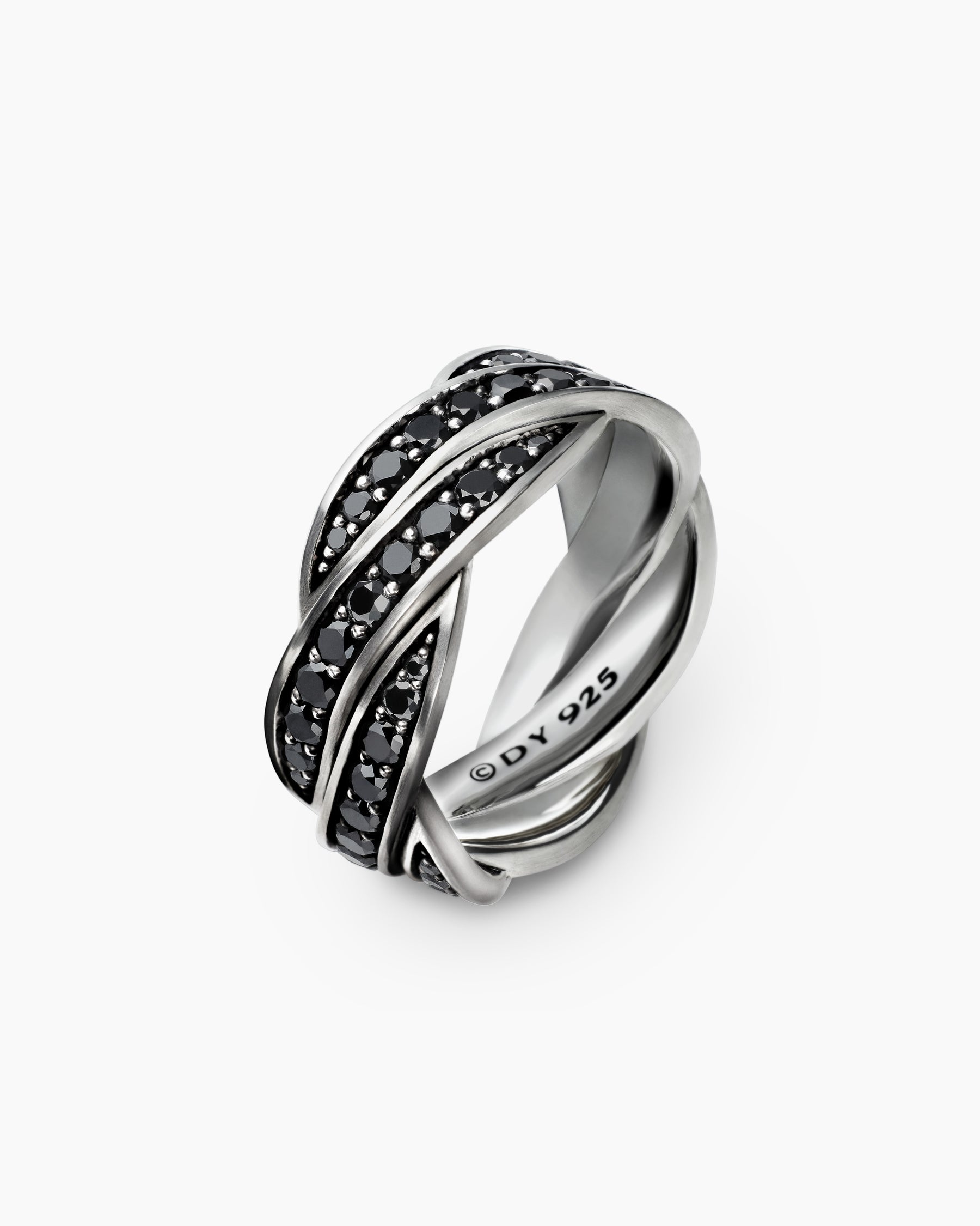 DY Helios Band Ring in Sterling Silver with Black Diamonds, 9mm - Image 3