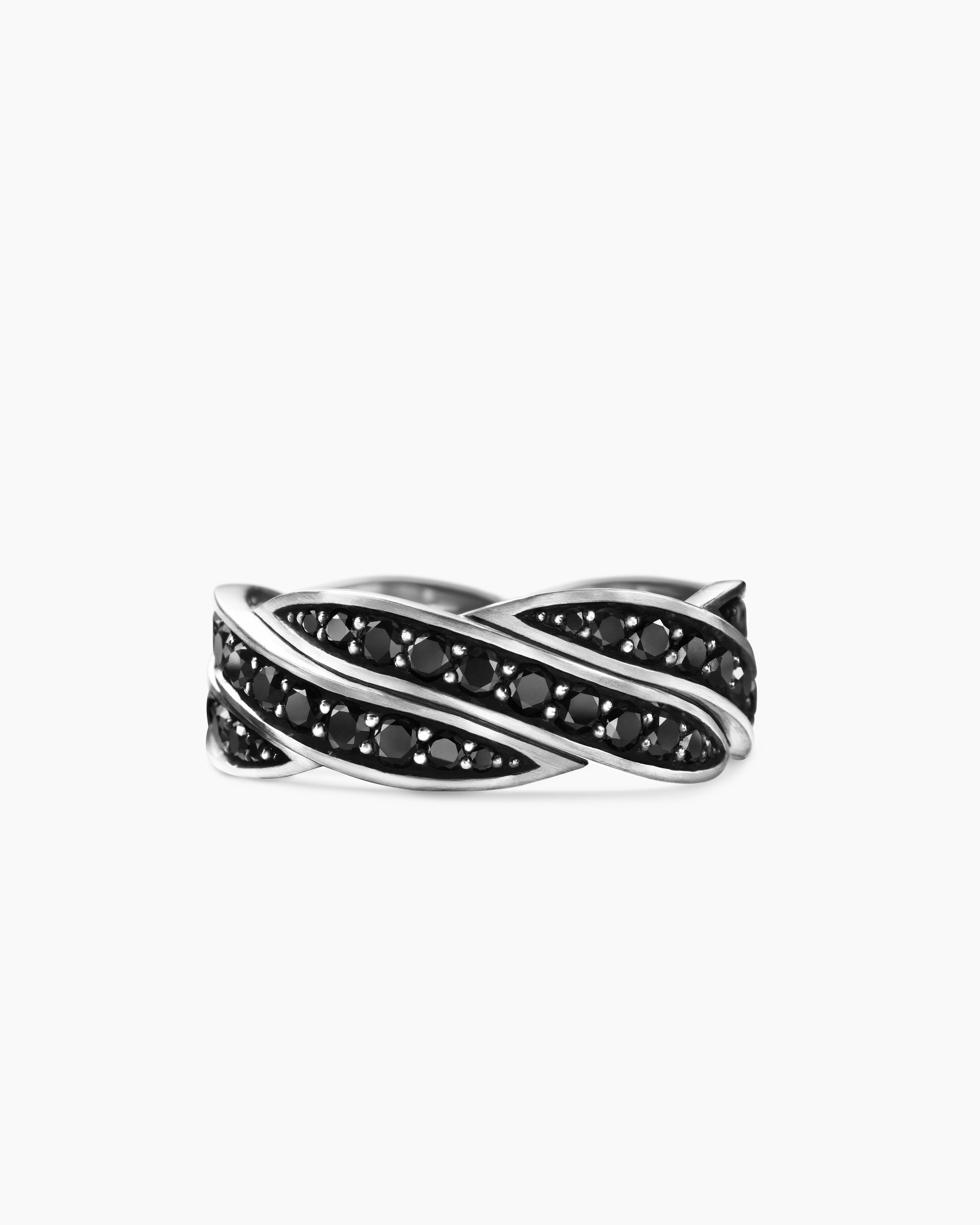DY Helios Band Ring in Sterling Silver with Black Diamonds, 9mm - Image 4