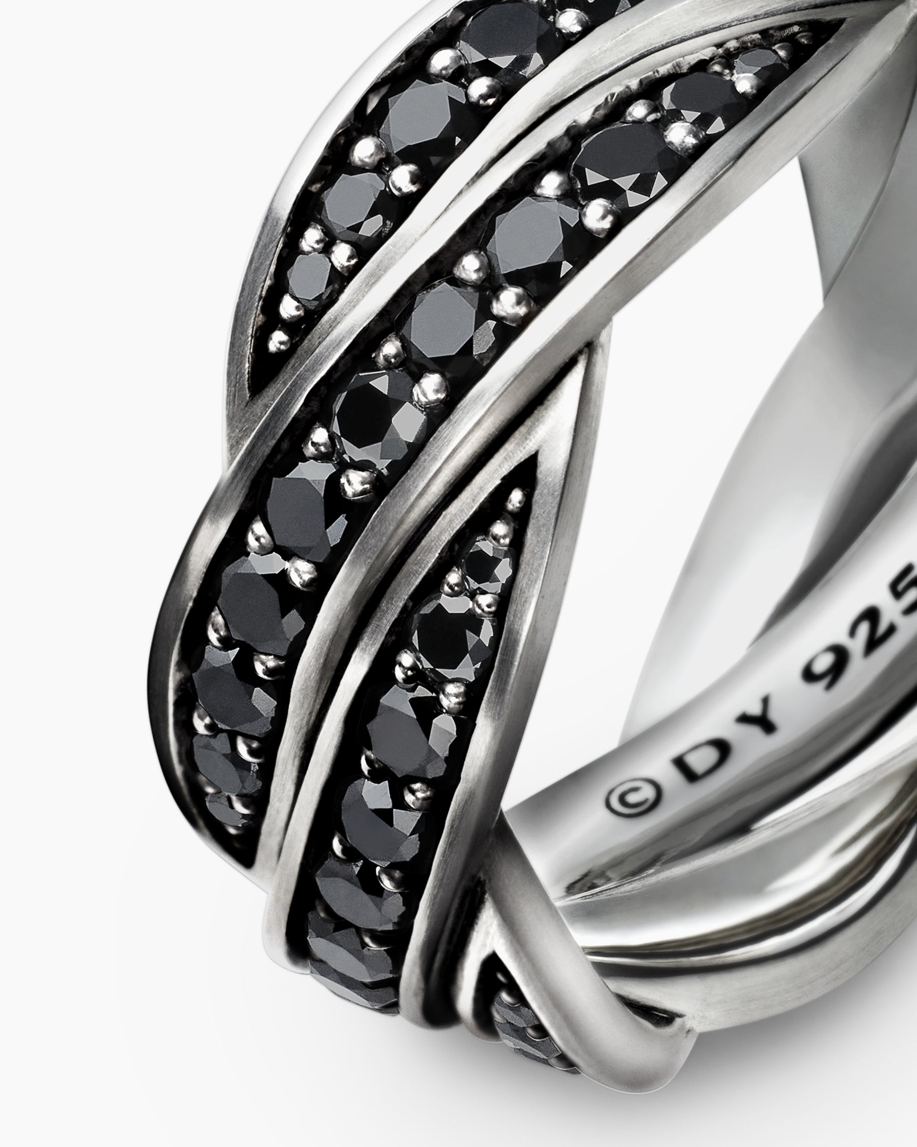 DY Helios Band Ring in Sterling Silver with Black Diamonds, 9mm - Image 6