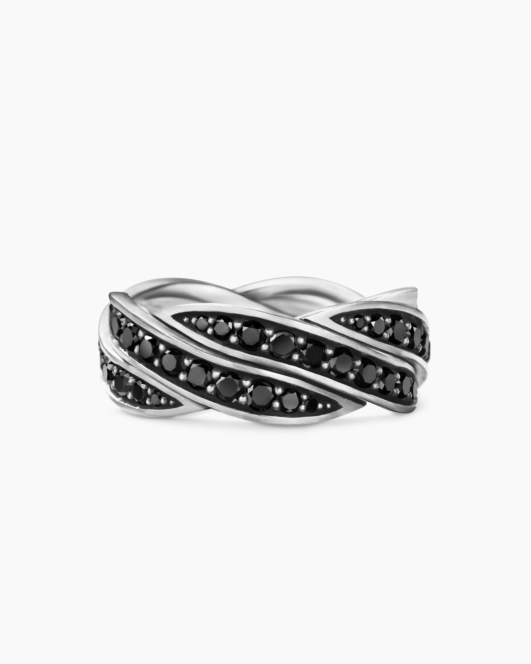 DY Helios Band Ring in Sterling Silver with Black Diamonds, 9mm