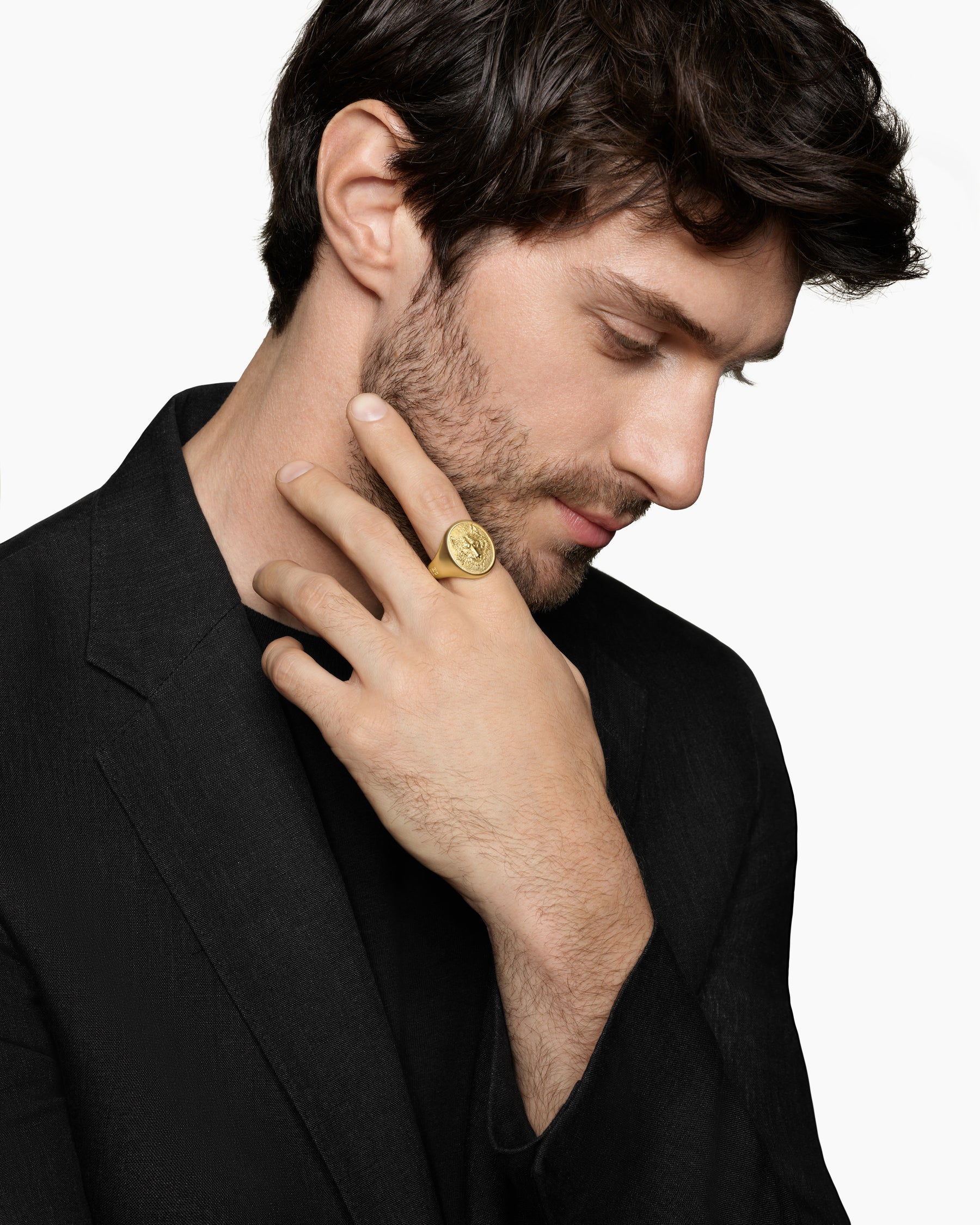 Alternative view of Petrvs Wolf Signet Ring in 18K Yellow Gold, 21.5mm