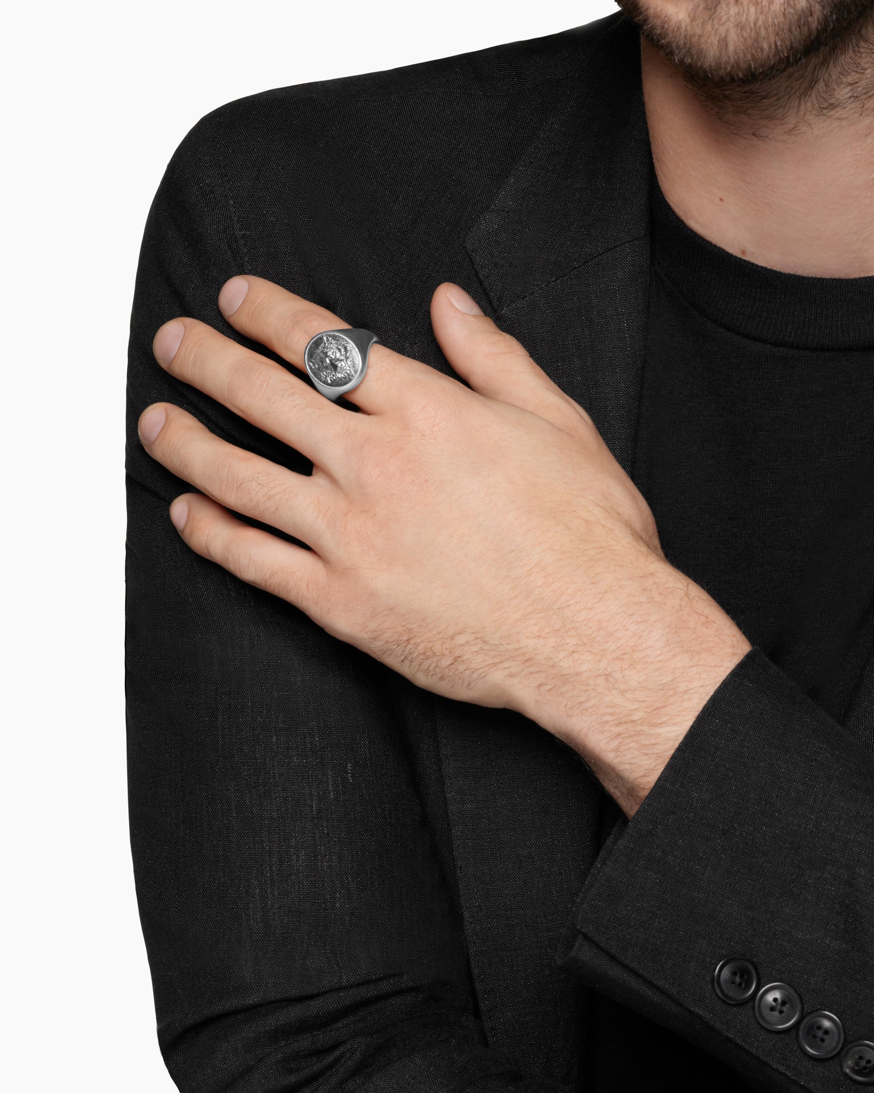 Alternative view of Petrvs Wolf Signet Ring in Sterling Silver, 21.5mm